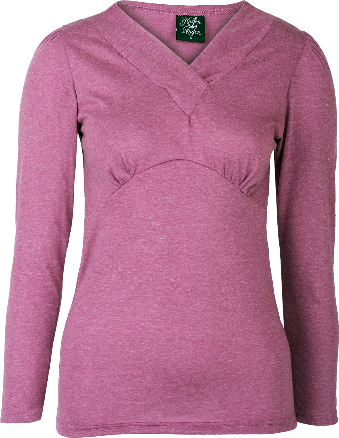 Kuestenluder_OANAE_50s_Basic_V-NECK_Langarm_SHIRT_Oberteil_-_Fliedermeliert_killer_kirschelXDqAF5013G8J
