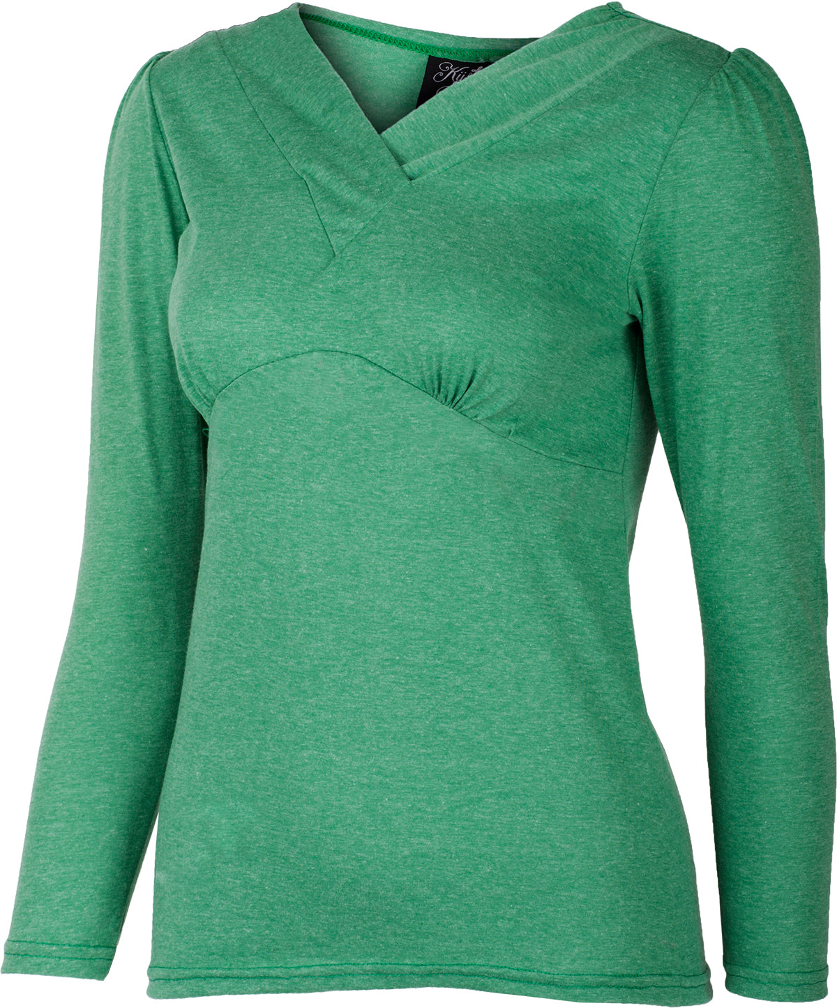 Kuestenluder_OANAE_50s_Basic_V-NECK_Langarm_SHIRT_Oberteil_-_Gruenmeliert_02