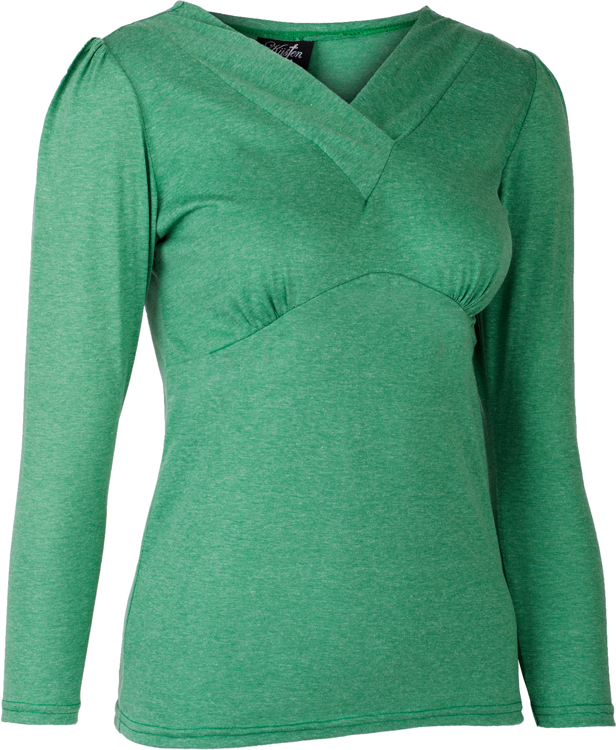 Kuestenluder_OANAE_50s_Basic_V-NECK_Langarm_SHIRT_Oberteil_-_Gruenmeliert_03