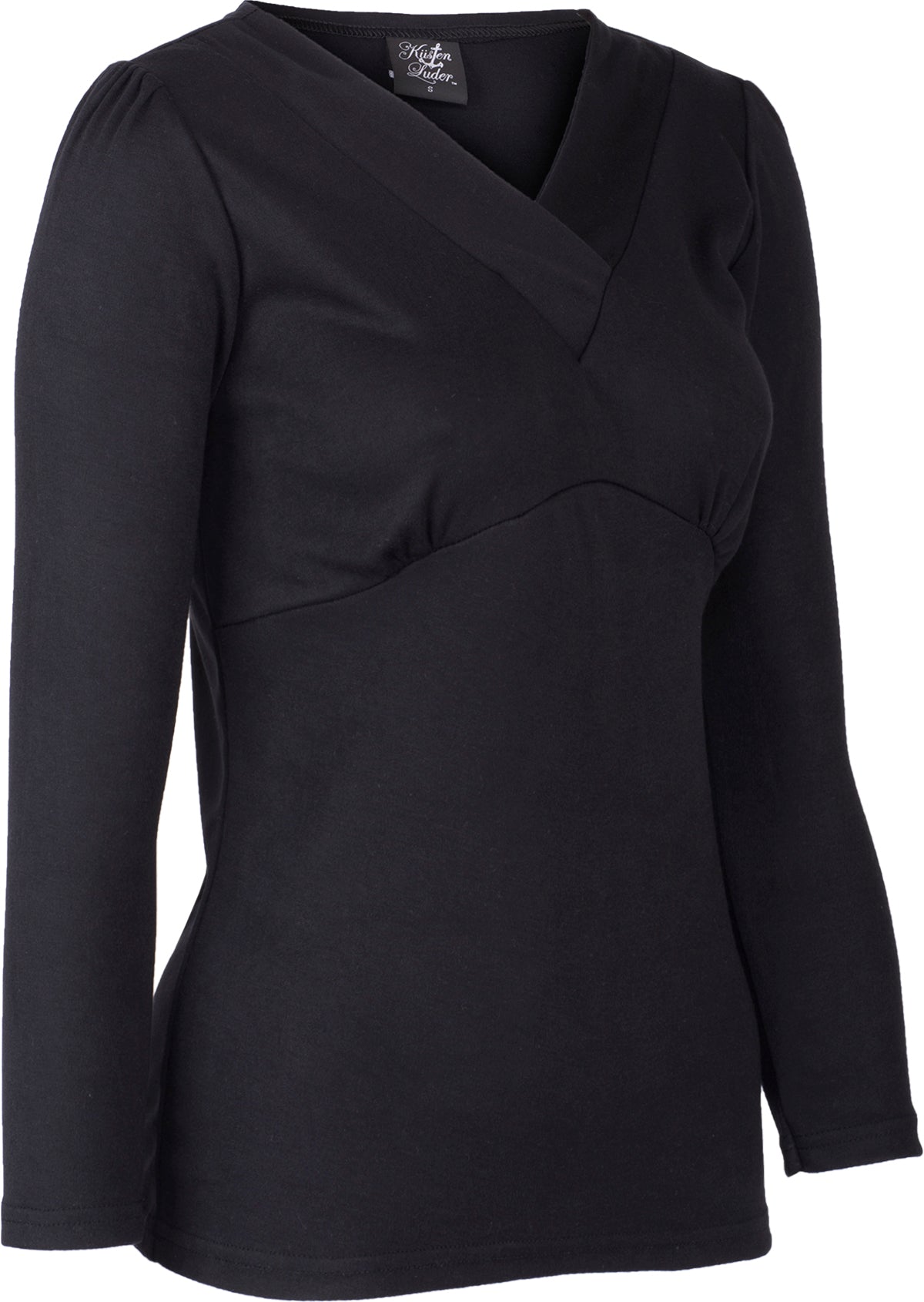 Kuestenluder_OANAE_50s_Basic_V-NECK_Langarm_SHIRT_Oberteil_-_Schwarz_03