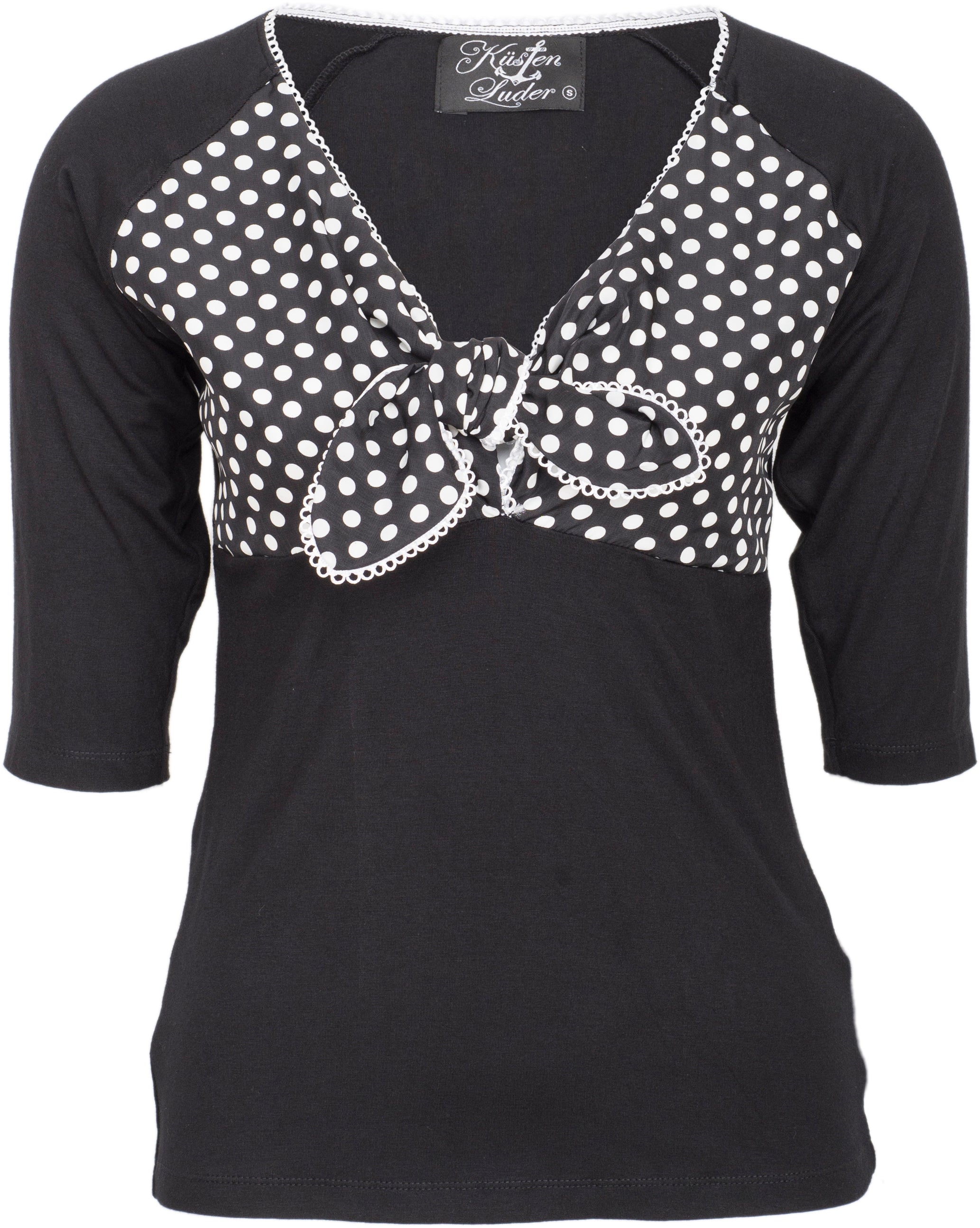 Kuestenluder_ODILE_Vintage_POLKA_DOTS_Punkte_Bow_KNOT_Pin_Up_SHIRT