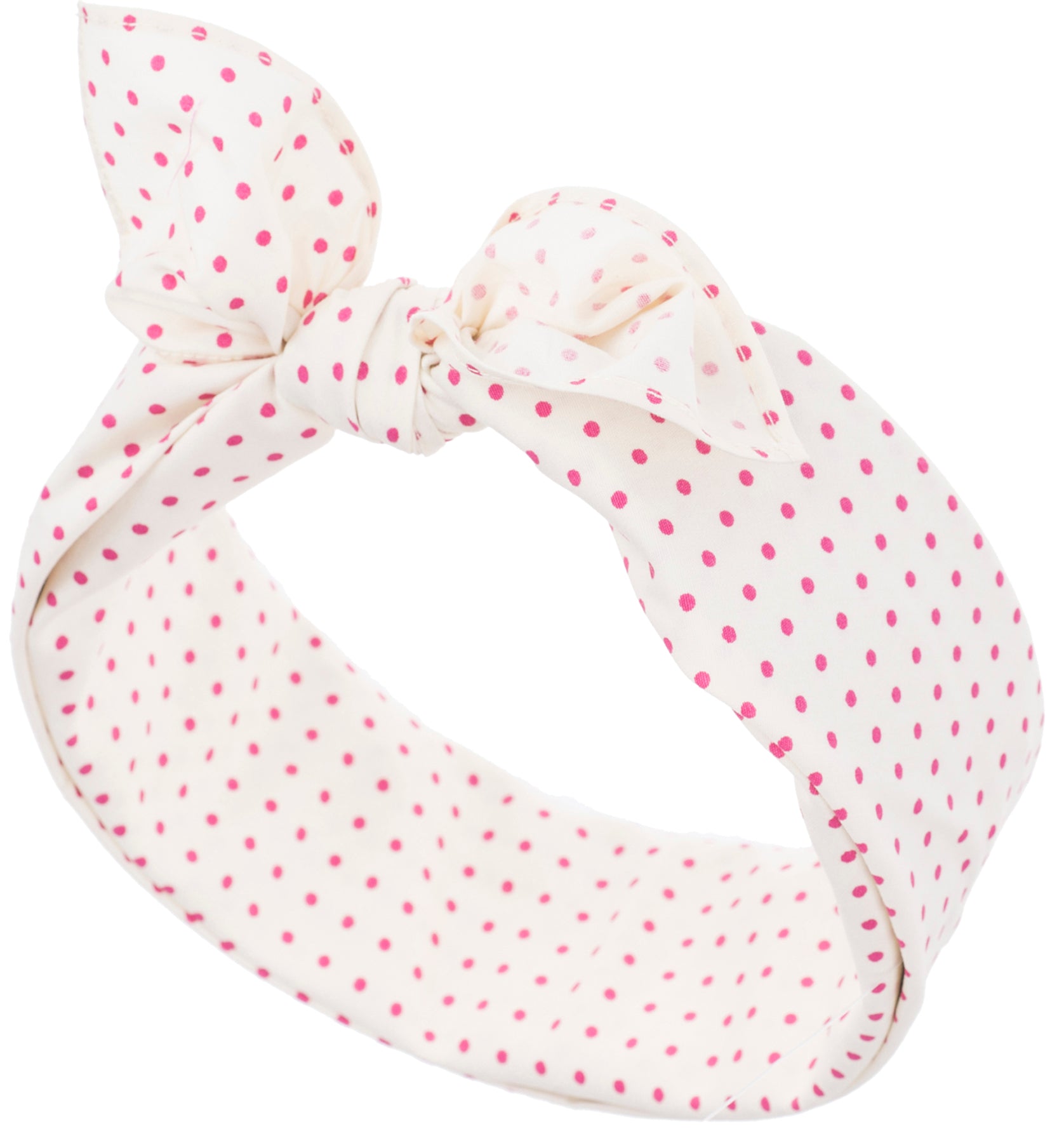 Kuestenluder_PAULA_Small_Polka_Dots_PUNKTE_Vintage_Nickituch_BANDANA_-_Cremeweiss_mit_pinken_Dots_killer_kirsche