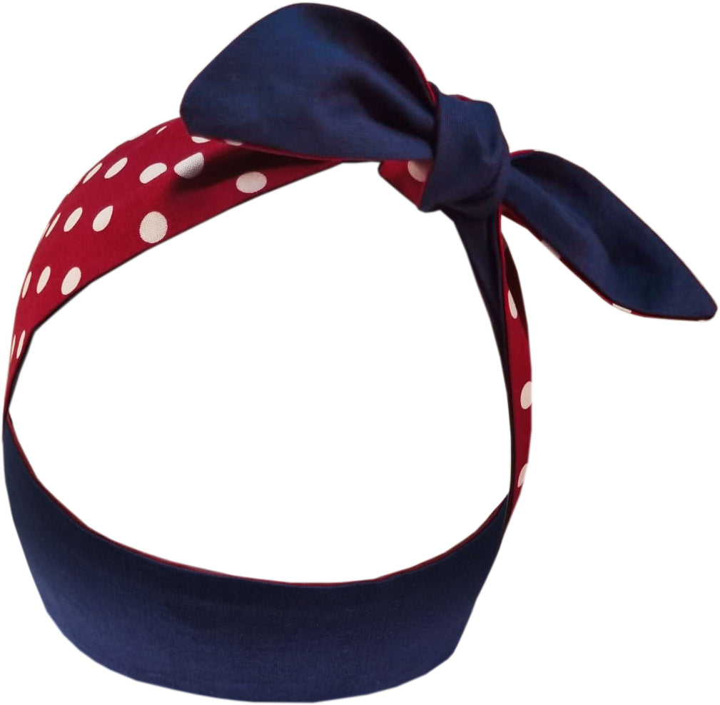 Kuestenluder_PAULINE_POLKA_DOT_2in1_Retro_PUNKTE_Pin_Up_50s_HAARBAND_Hairband_dunkelrot_navy_Killer_Kirsche-1
