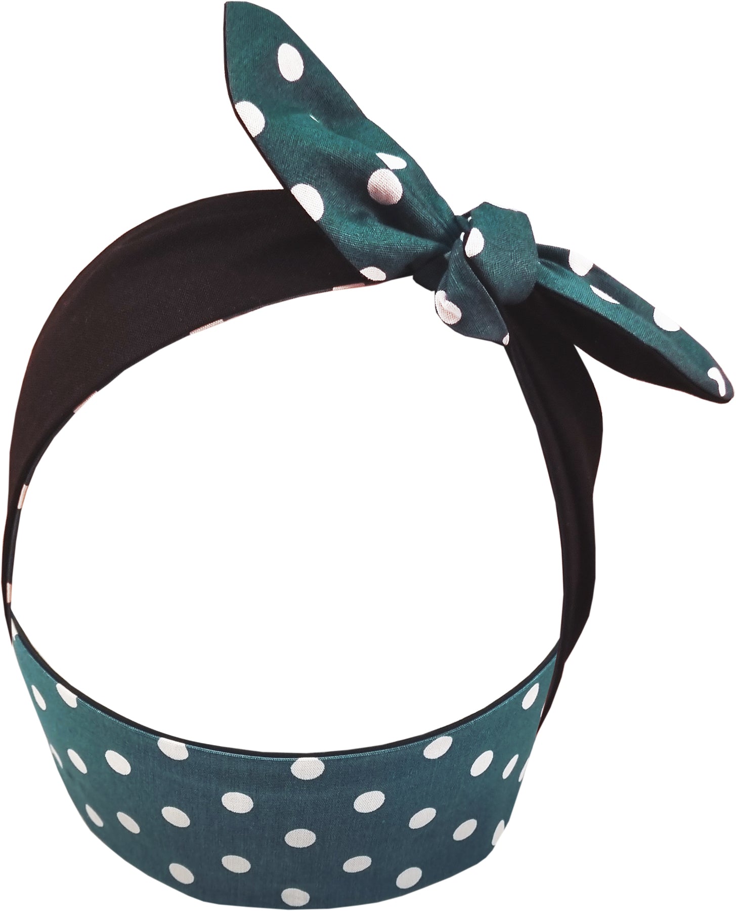 Kuestenluder_PAULINE_POLKA_DOT_2in1_Retro_PUNKTE_Pin_Up_50s_HAARBAND_Hairband_gruenblau_schwarz_Killer_Kirsche-2