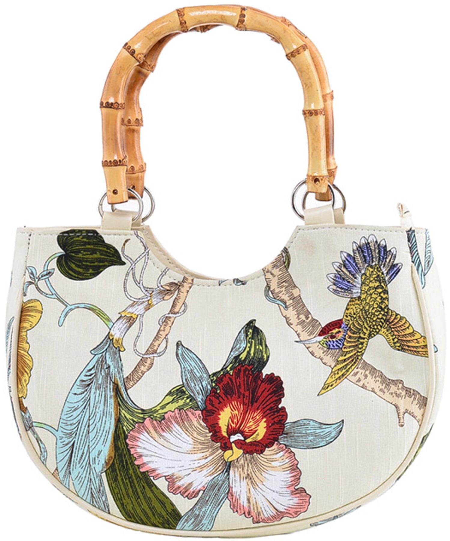 Kuestenluder_PEYTON_50s_TROPICAL_Flower_BAMBOO_Retro_Bag_TASCHE_killer_kirsche_beige