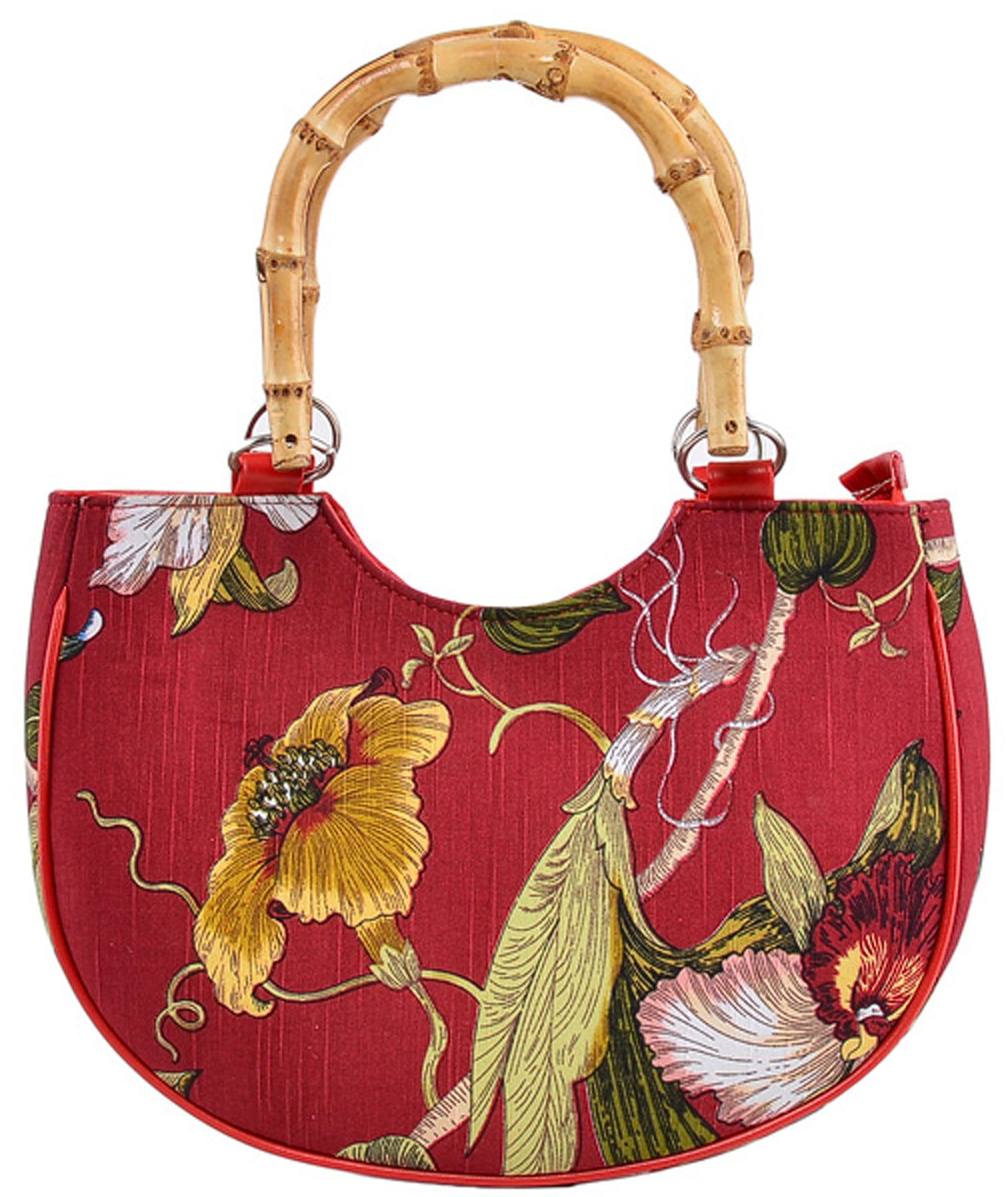 Kuestenluder_PEYTON_50s_TROPICAL_Flower_BAMBOO_Retro_Bag_TASCHE_weinrot_killer_kirsche