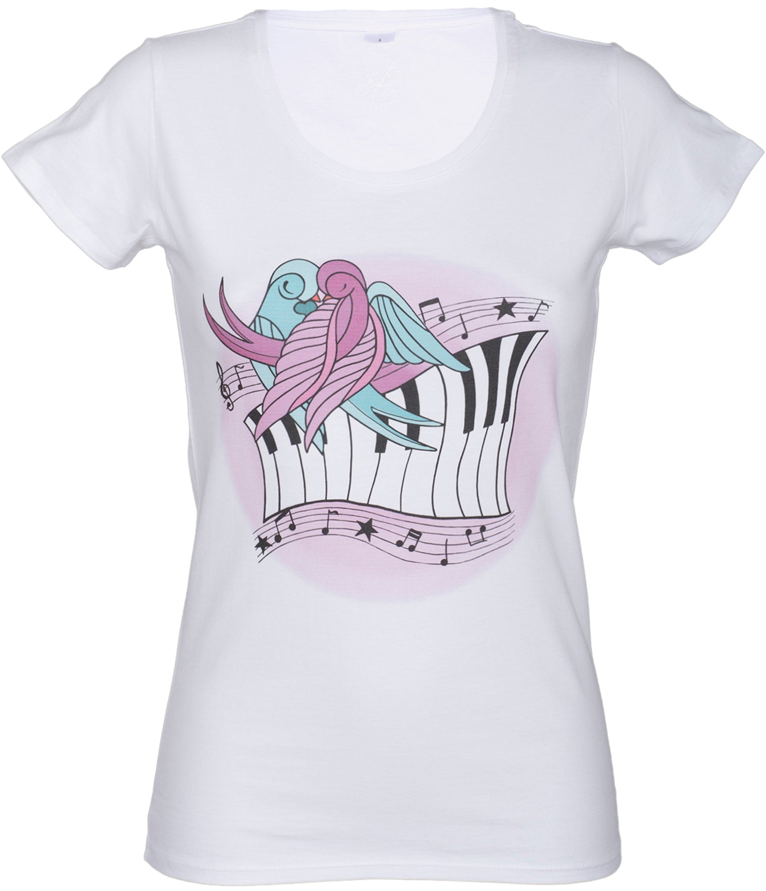 Kuestenluder_PIANO_In_Love_SWALLOWS_Newschool_Motiv_SHIRT_-_Weiss_killer_kirsche
