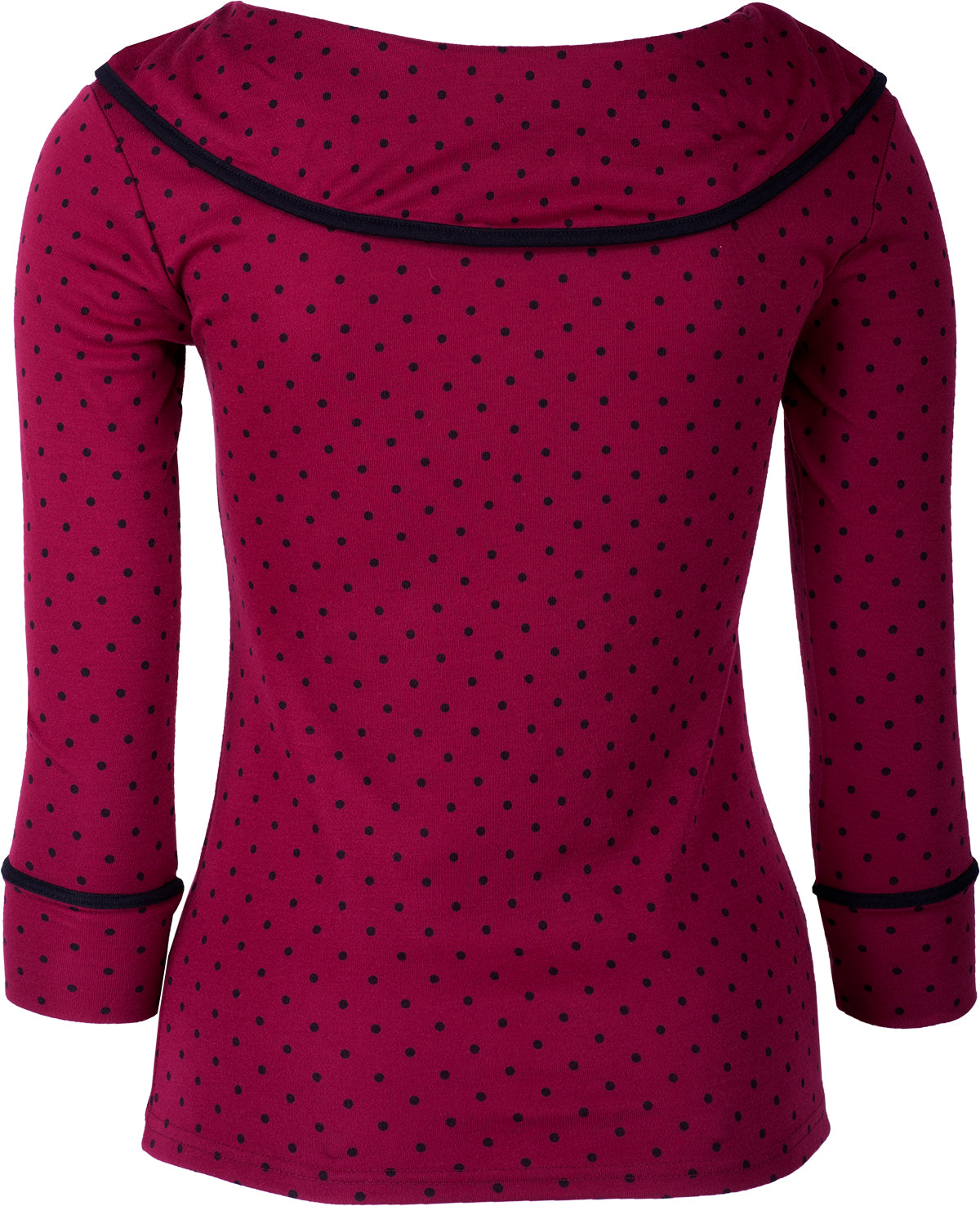 Kuestenluder_POSYI_50s_Polka_Dot_PUNKTE_Carmen_34_Arm_SHIRT_Oberteil_-_Weinrot_04