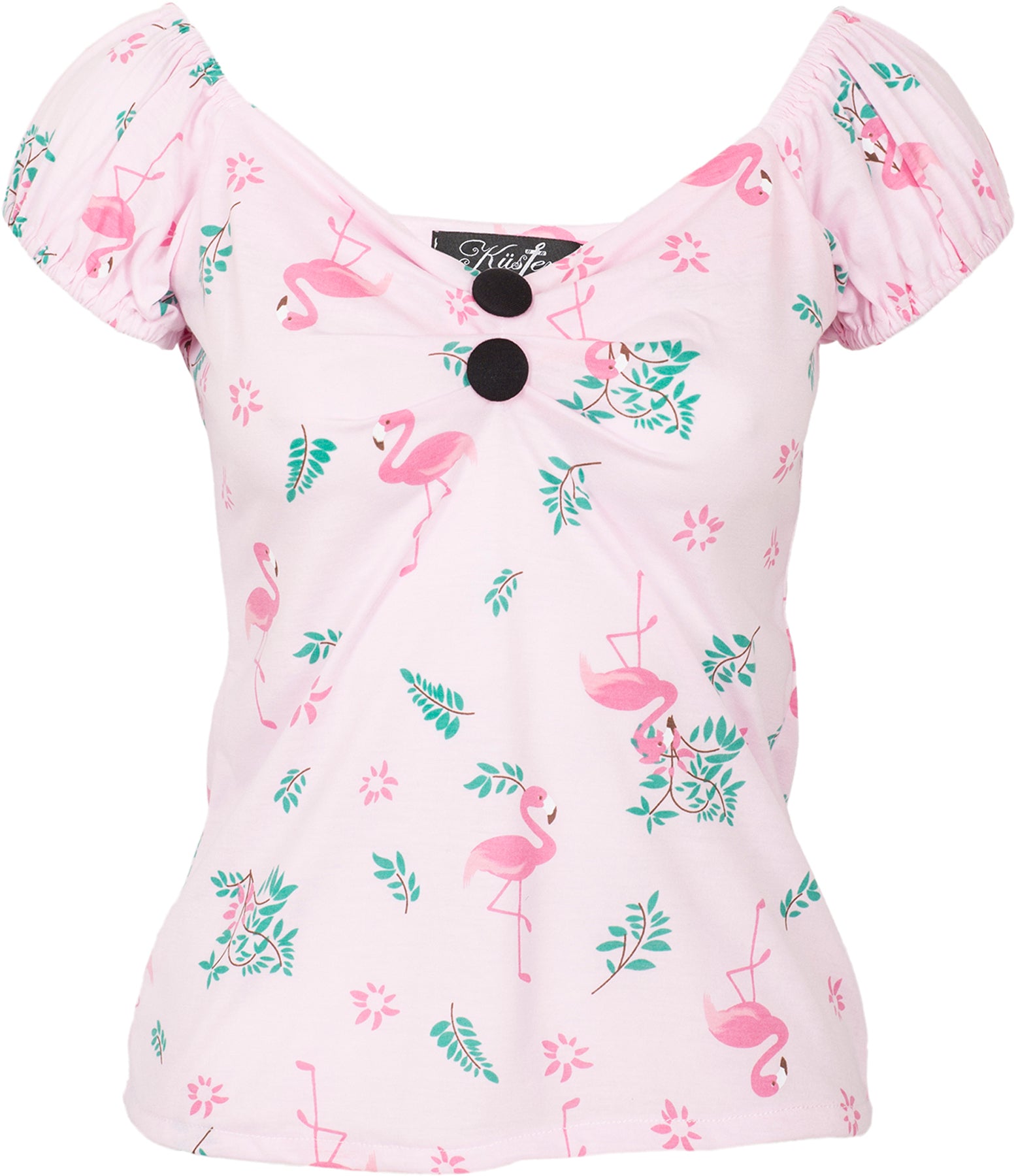 Kuestenluder_QUINCY_Vintage_Tropical_FLAMINGO_Flower_Oberteil_BLUSENSHIRT_killer_kische
