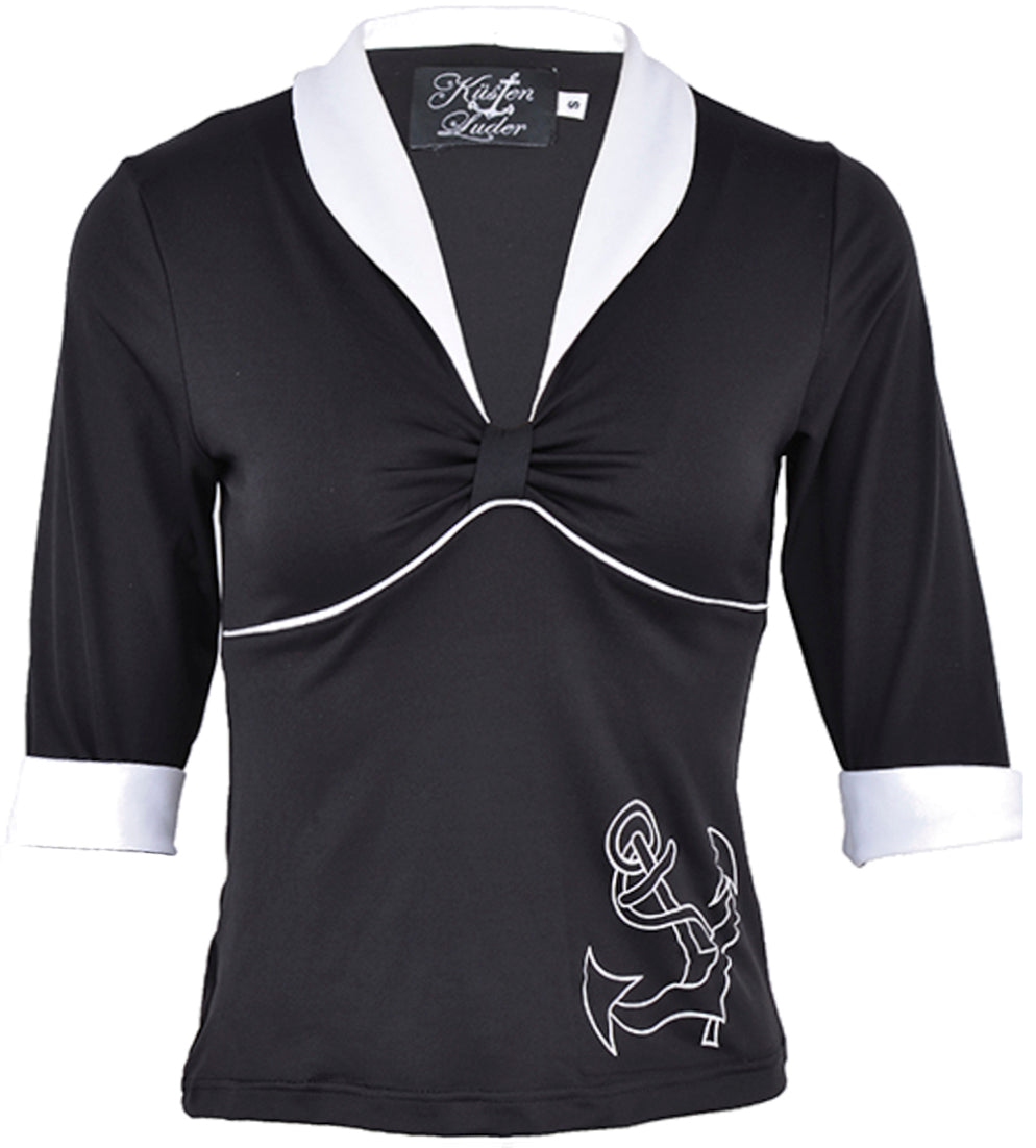 Kuestenluder_RENAE_Sailor_ANCHOR_2-Tone_Retro_34_ARM_Shirt_-_Weiss