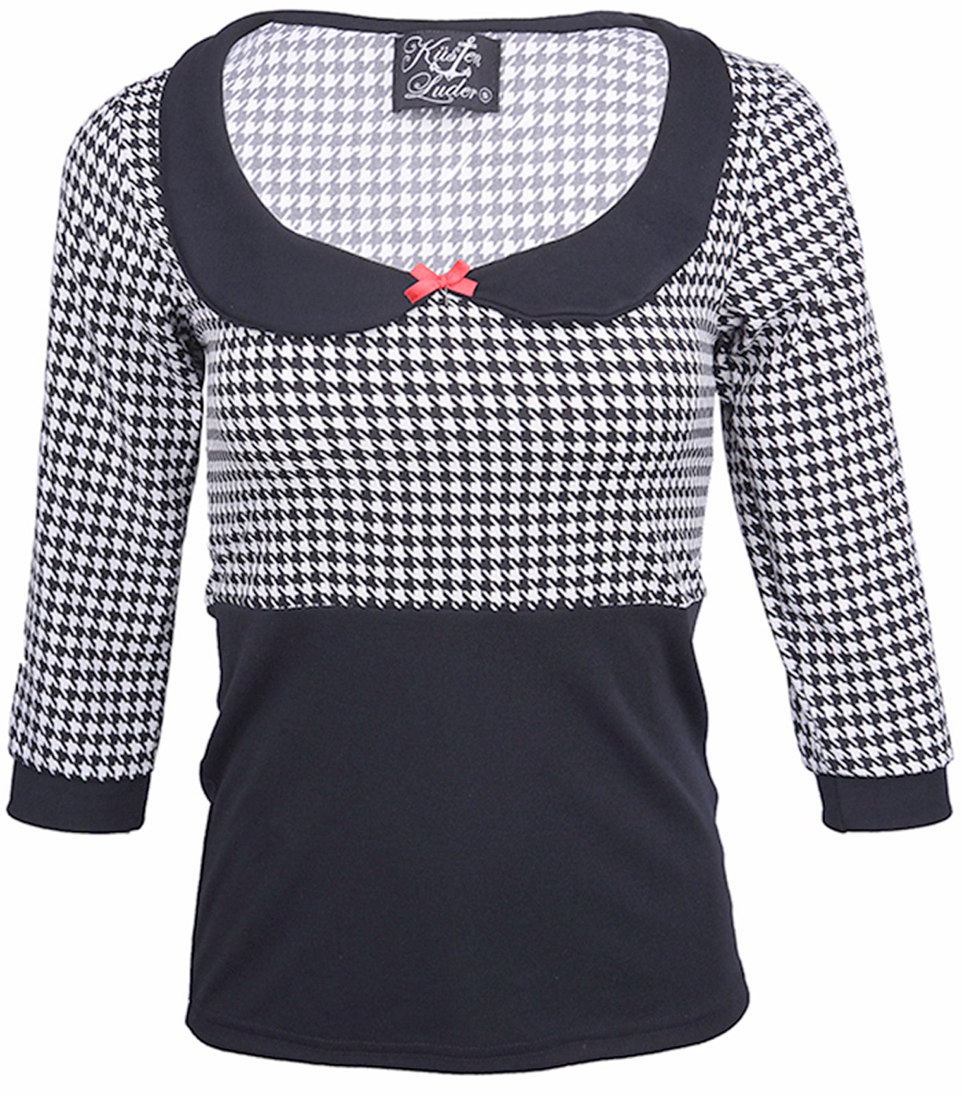 Kuestenluder_RHEBA_Retro_HOUNDSTOOTH_Vintage_Bubikragen_SHIRT_killer_kirsche