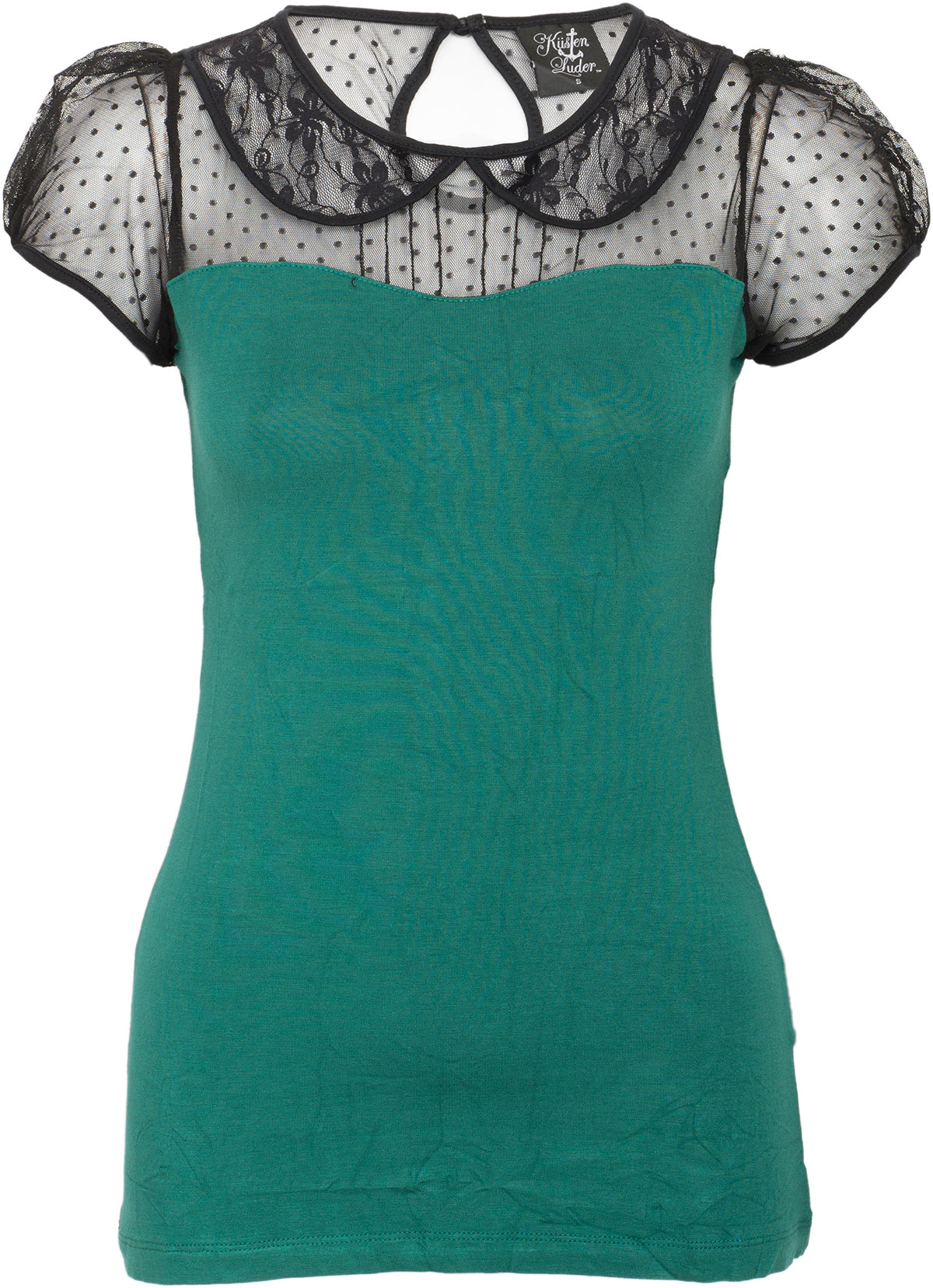 Kuestenluder_RIVKA_Vintage_Polka_Dots_Mesh_TULLE_Collar_Pin_Up_Oberteil_SHIRT