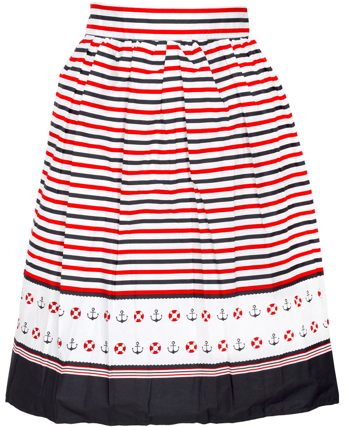 Kuestenluder_ROBBIN_Sailor_Streifen_ANCHOR_Anker_Vintage_SWING_SKIRT_Rock_-_Rot