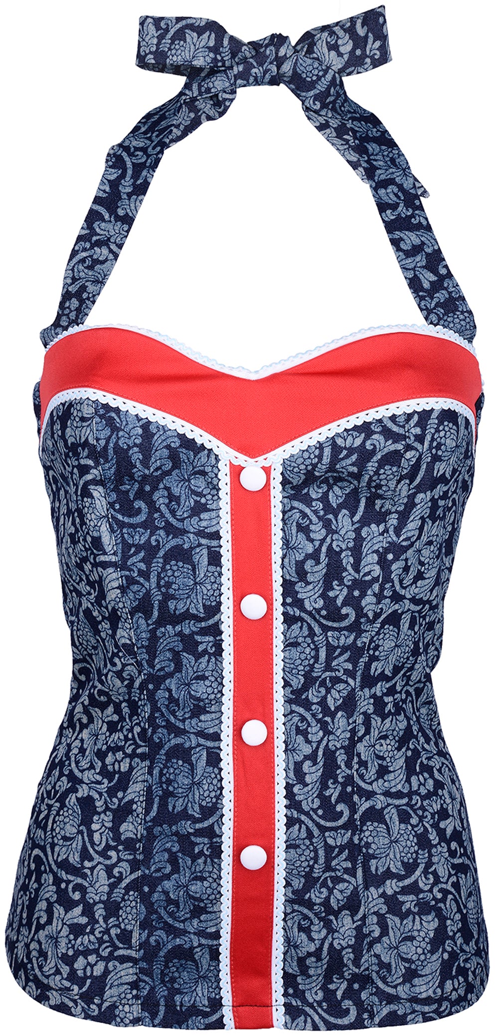 Kuestenluder_ROSY_Vintage_Ornament_Floral_Denim_Pin_Up_Ruffle_TOP