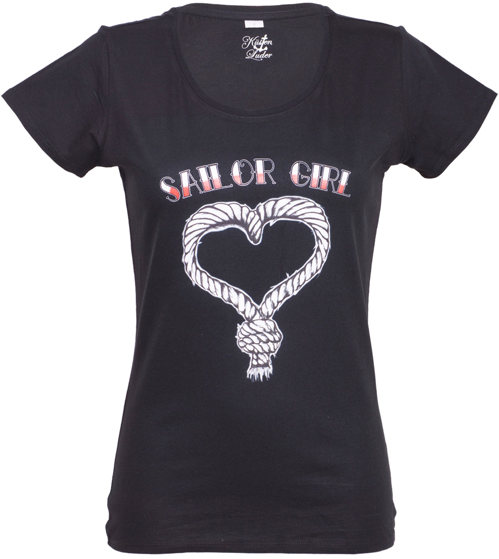 Kuestenluder_SAILOR_GIRL_HEART_ROPE_Herz_Kurzarm__T-Shirt_-_Schwarz_killer_kirsche