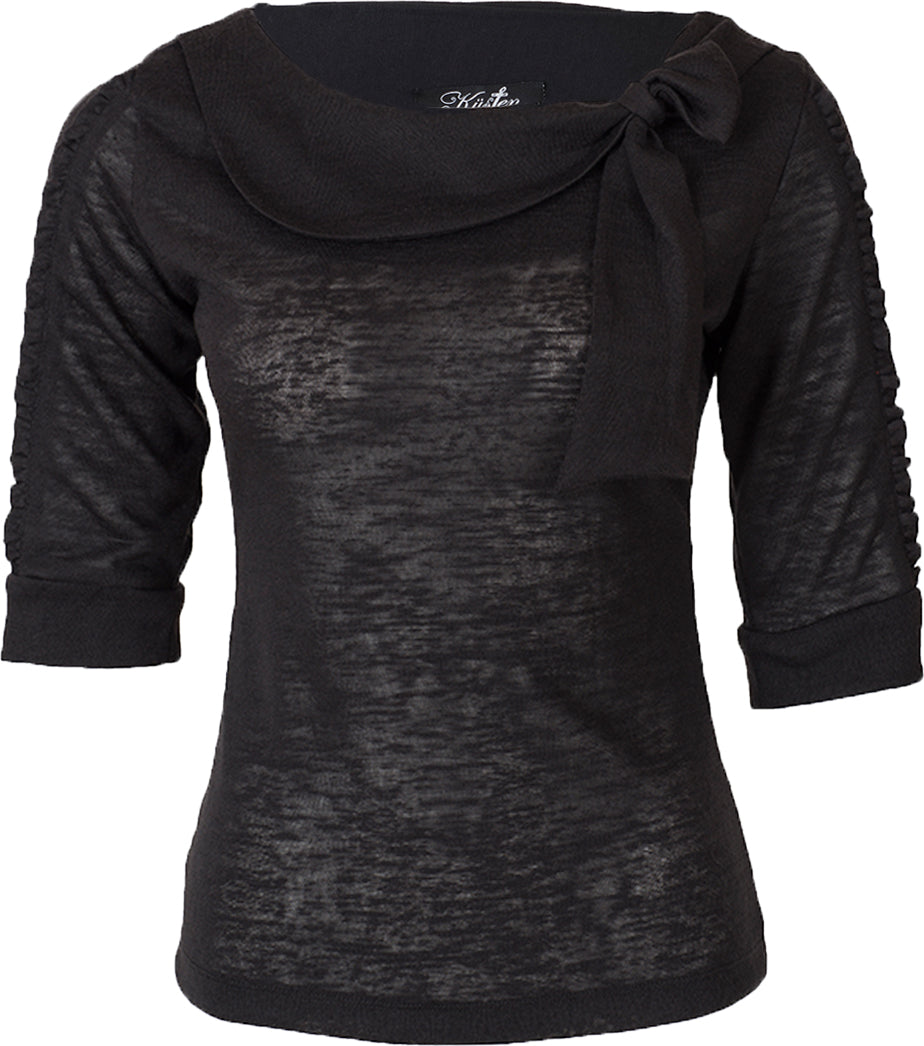 Kuestenluder_SARINA_Vintage_3_4_Arm_FEINSTRICK_SHIRT_Oberteil_SchwarzKqJlJcZtyLSEA