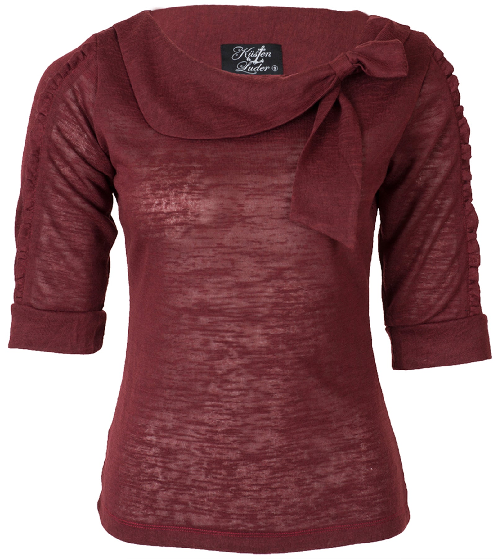 Kuestenluder_SARINA_Vintage_dreiviertel_Arm_FEINSTRICK_SHIRT_Oberteil_Maroon_killer_kirschetdUvXlaPnd8Zc