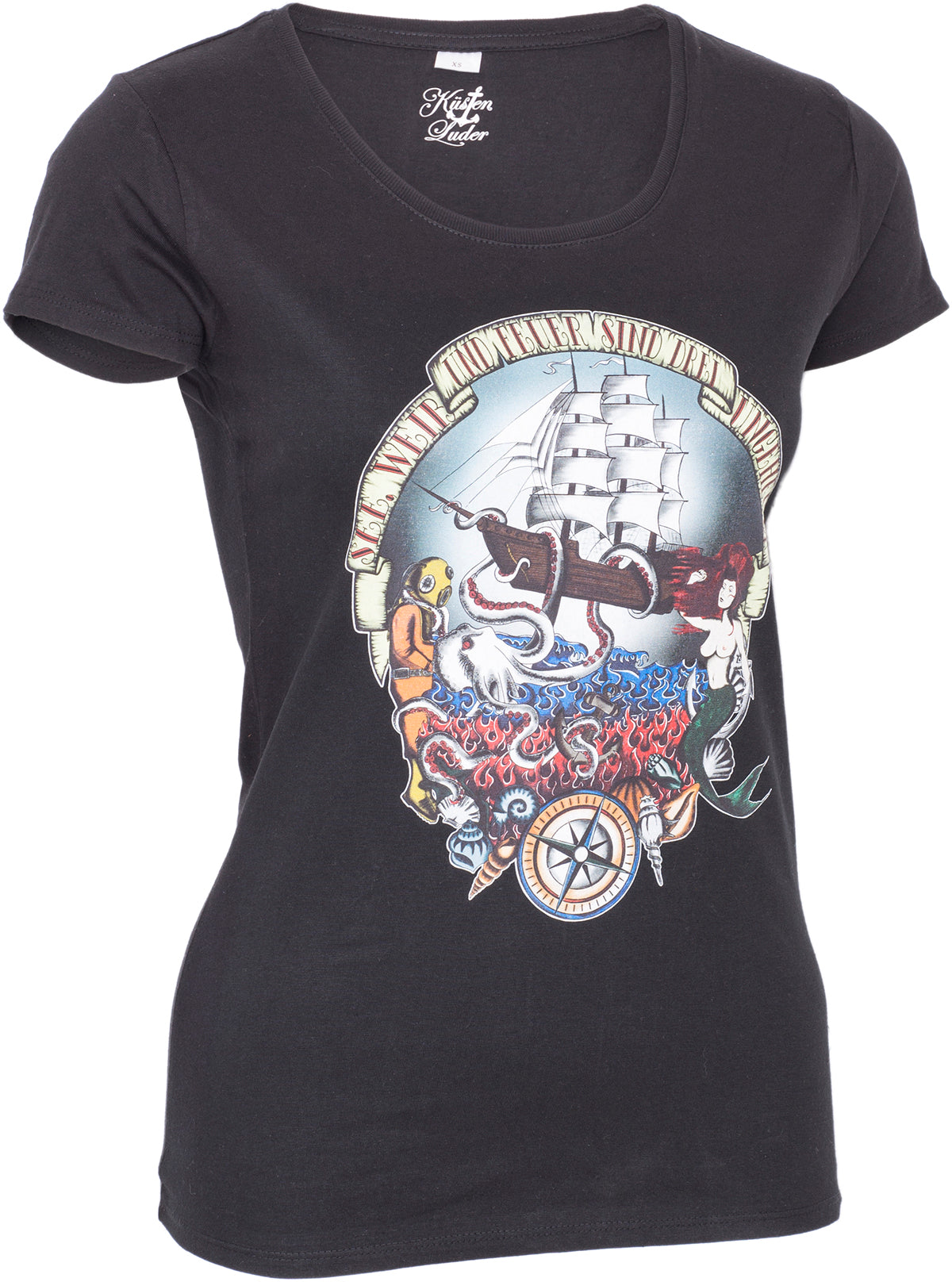 Kuestenluder_SEE_WEIB_UND_FEUER_Sailor_Ship_Mermaid_SHIRT_-_schwarz-2