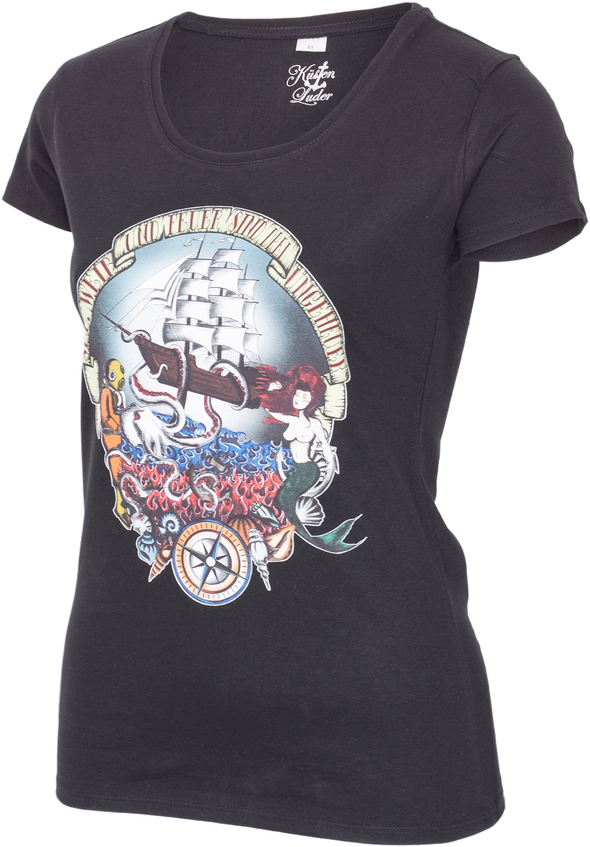 Kuestenluder_SEE_WEIB_UND_FEUER_Sailor_Ship_Mermaid_SHIRT_-_schwarz-3