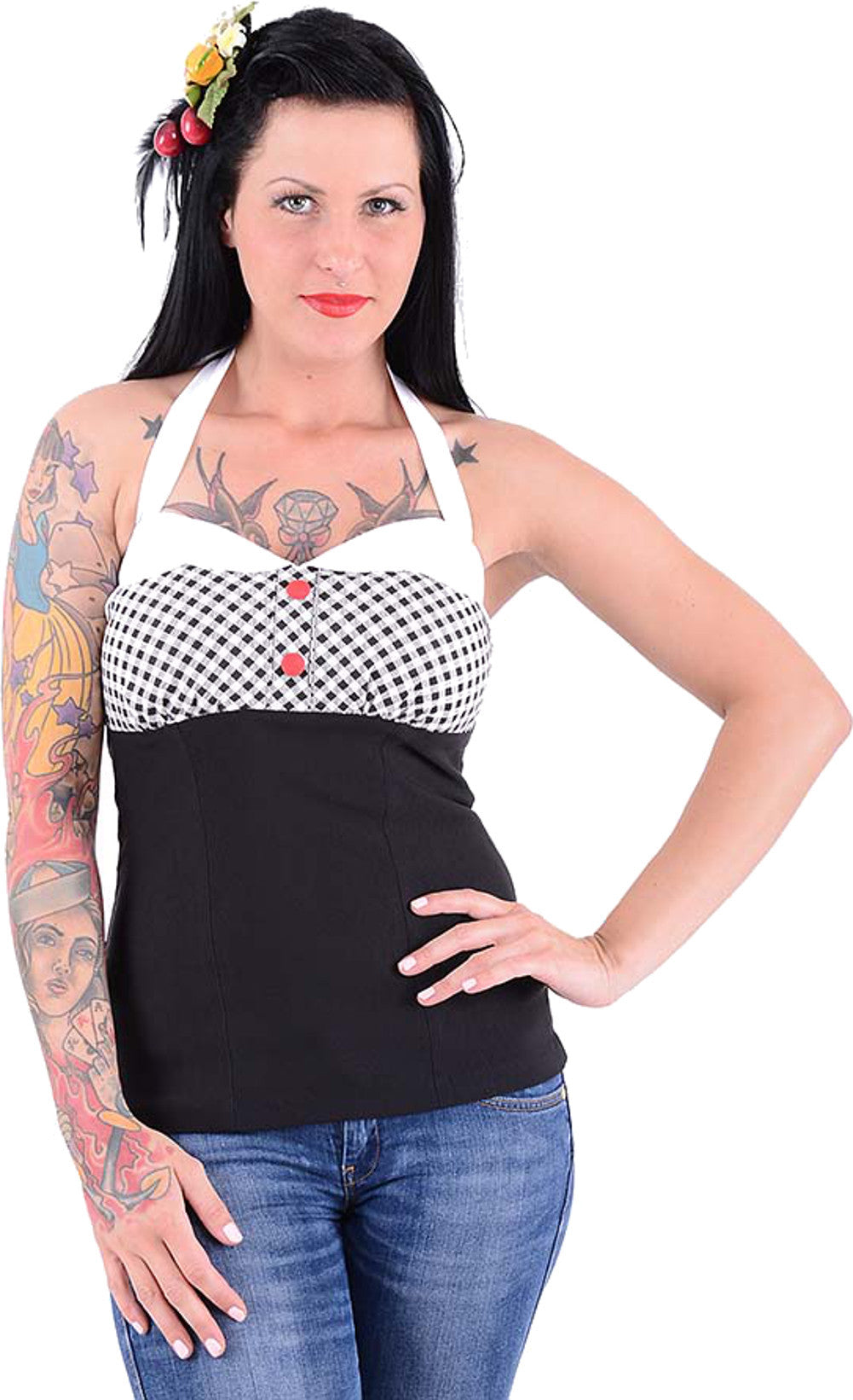 Kuestenluder_SHARON_50s_Pin_Up_SCOT_Pepita_Retro_NECKHOLDER_Top1OlAkDXU5tZFH