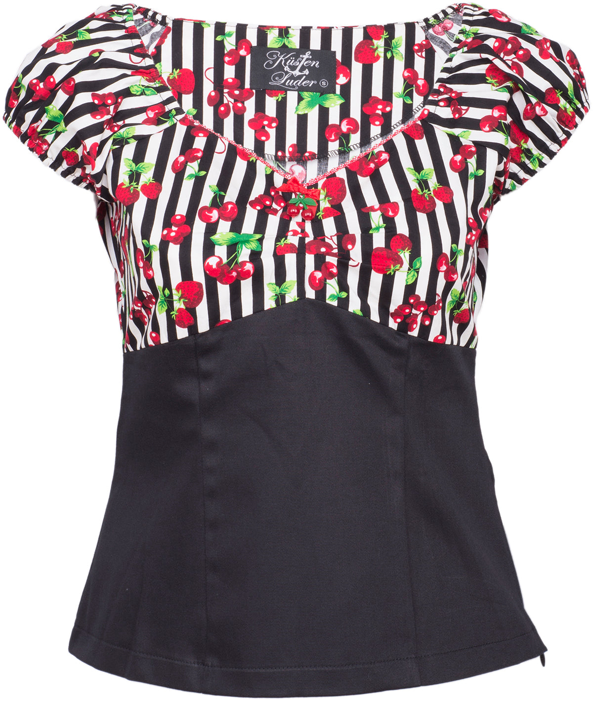 Kuestenluder_SHEILA_Striped_Streifen_CHERRY_Kirschen_Retro_Bluse_SHIRT
