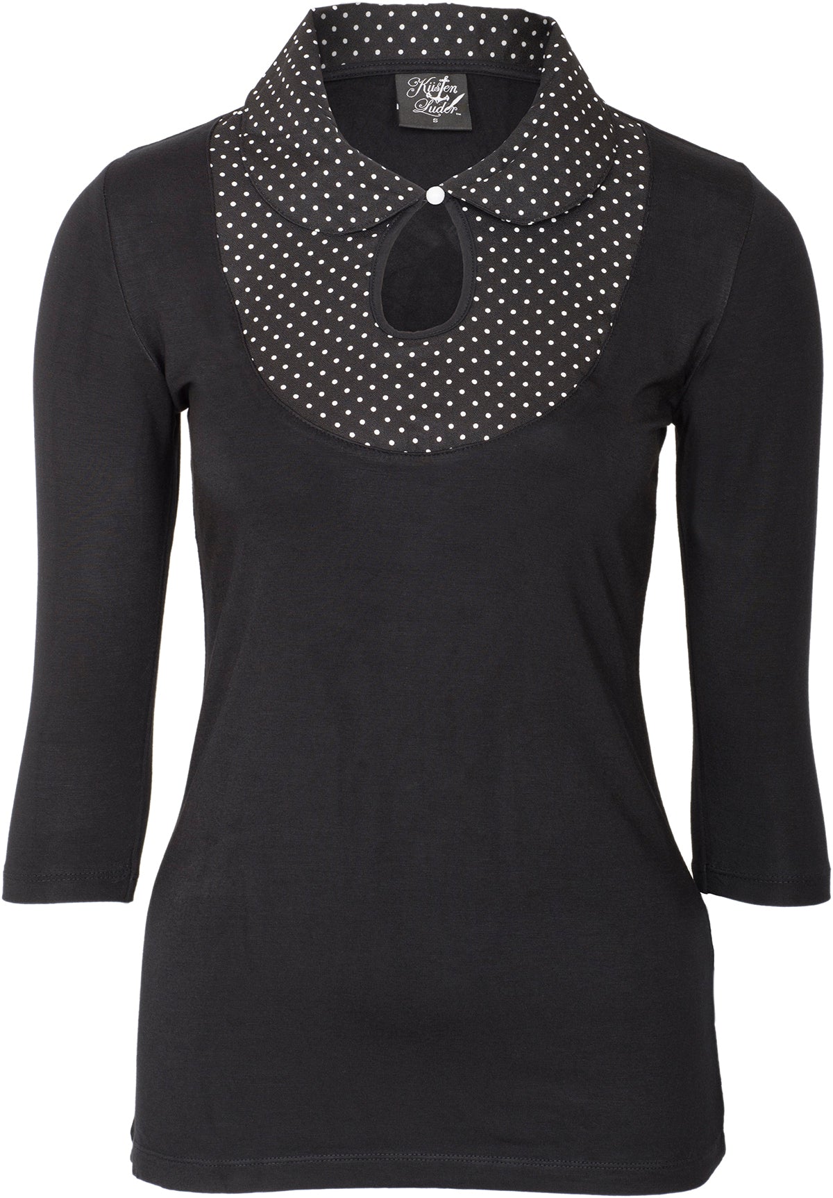 Kuestenluder_SHERON_50s_Punkte_POLKA_DOTS_Bubikragen_SHIRT_Oberteil_schwarzDCZTXKEM7A78z
