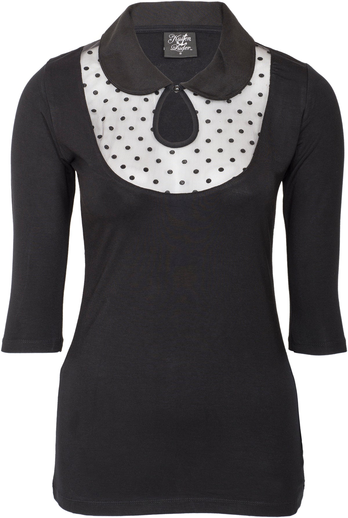Kuestenluder_SHERON_50s_Punkte_POLKA_DOTS_TULLE_Bubikragen_SHIRT_Oberteil