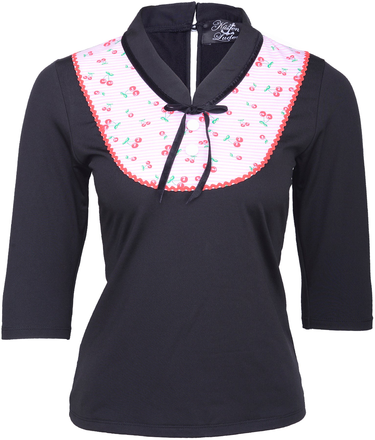 Kuestenluder_SHIRLEY_50s_Pin_Up_CHERRIES_dreiviertel_Arm_SHIRT_killer_kirsche