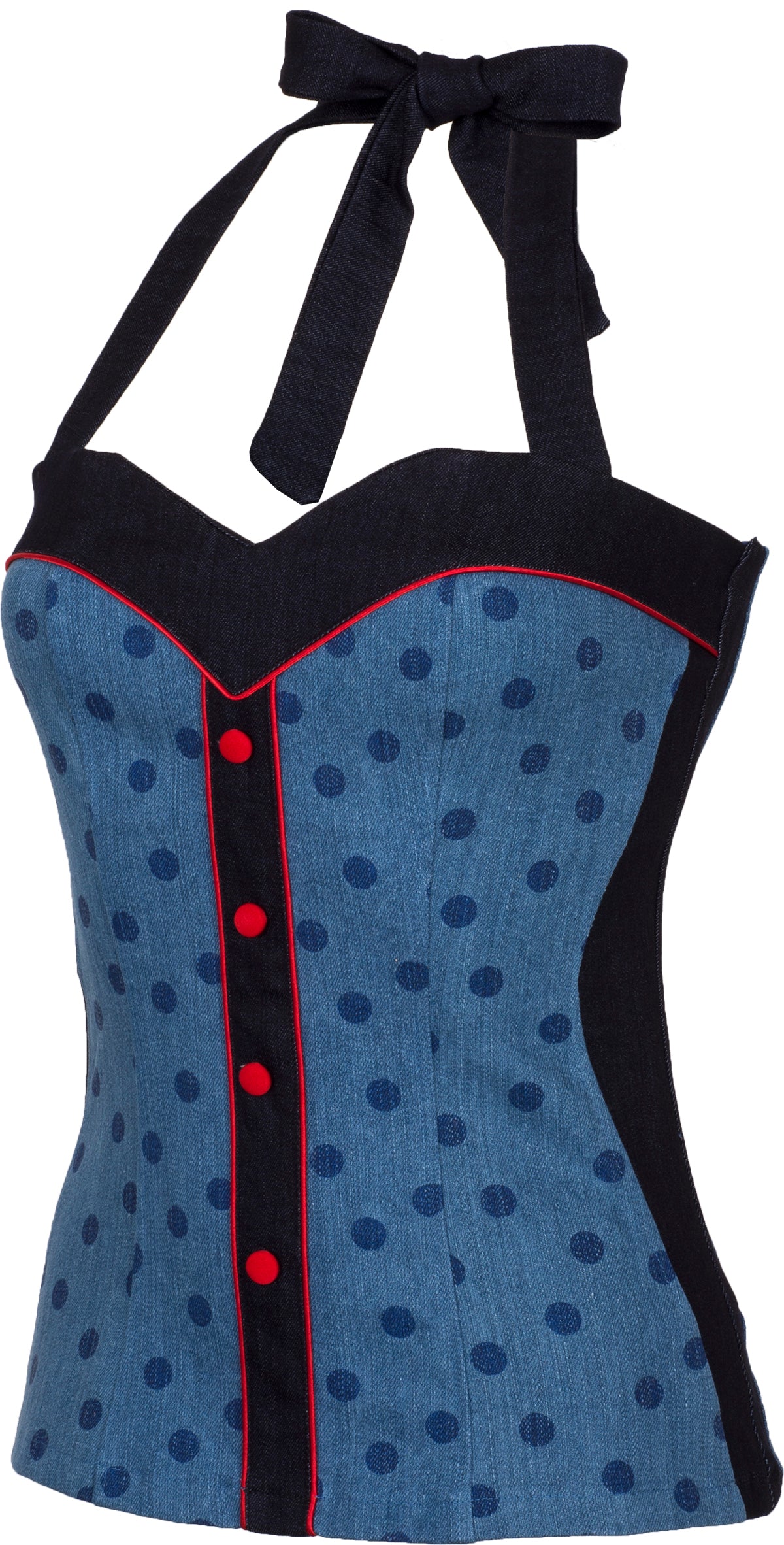 Kuestenluder_SIELVI_Vintage_PUNKTE_Denim_Dots_NECKHOLDER_TOP-2