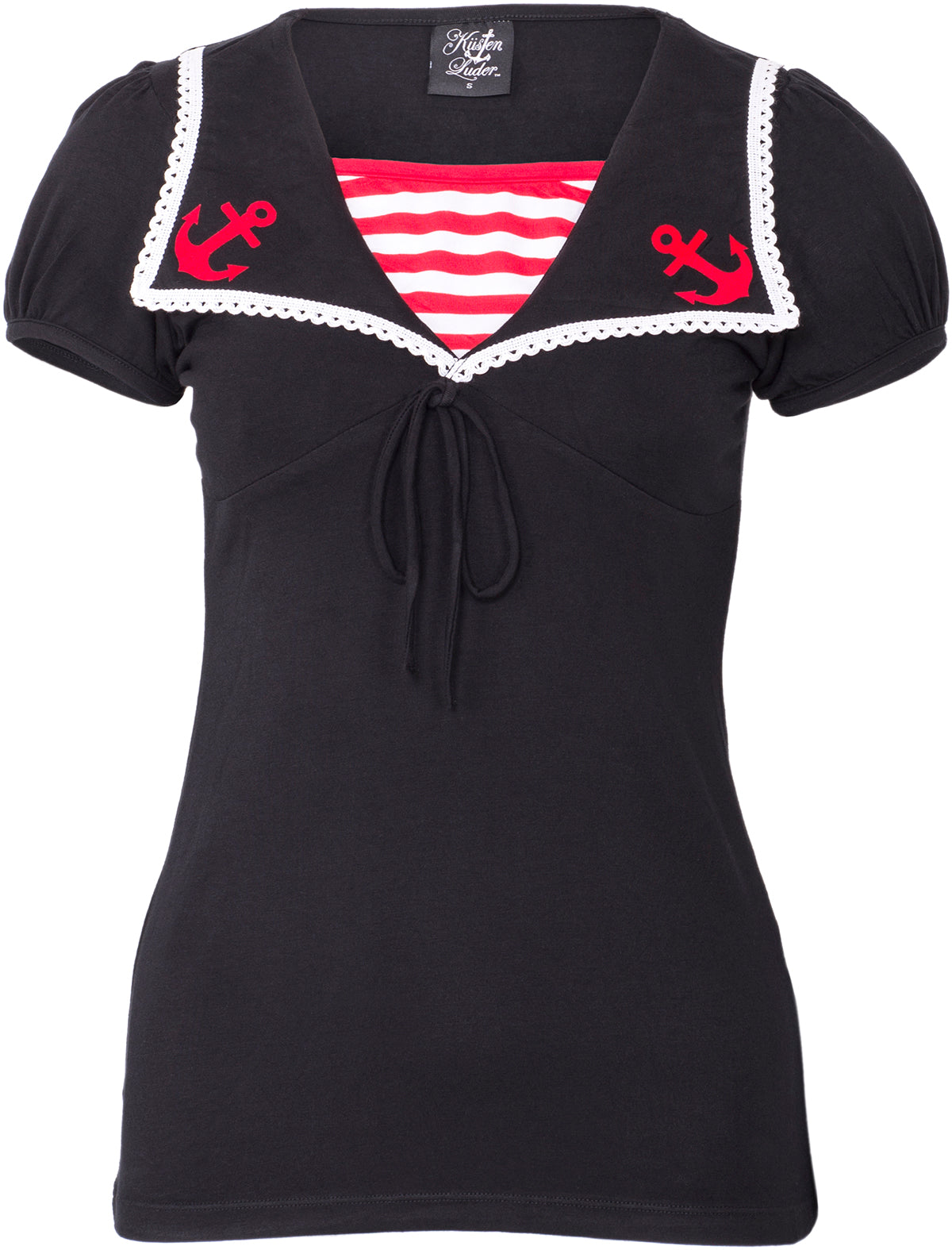 Kuestenluder_SINA_Sailor_Anchor_50s_Collar_Kurzarm_SHIRT_-_Schwarz-1