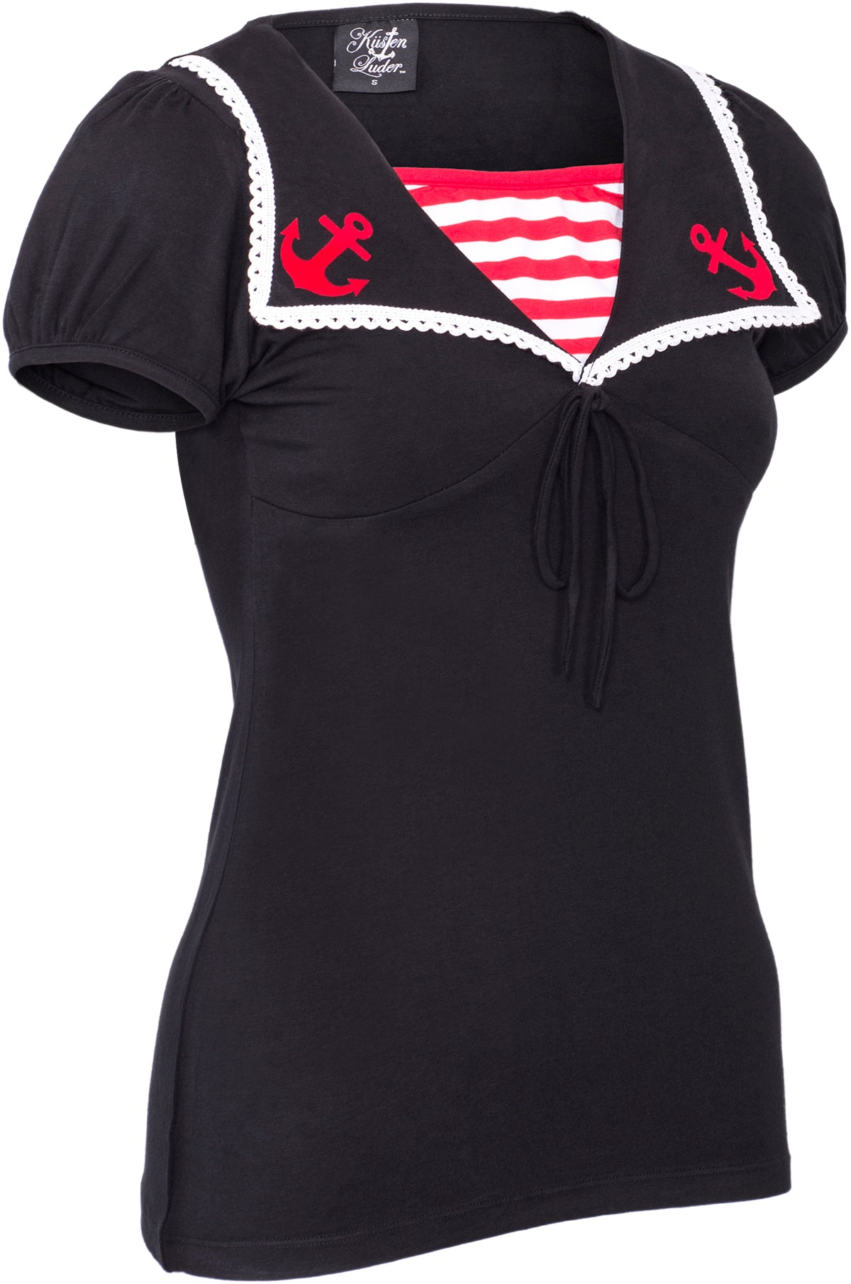 Kuestenluder_SINA_Sailor_Anchor_50s_Collar_Kurzarm_SHIRT_-_Schwarz-2