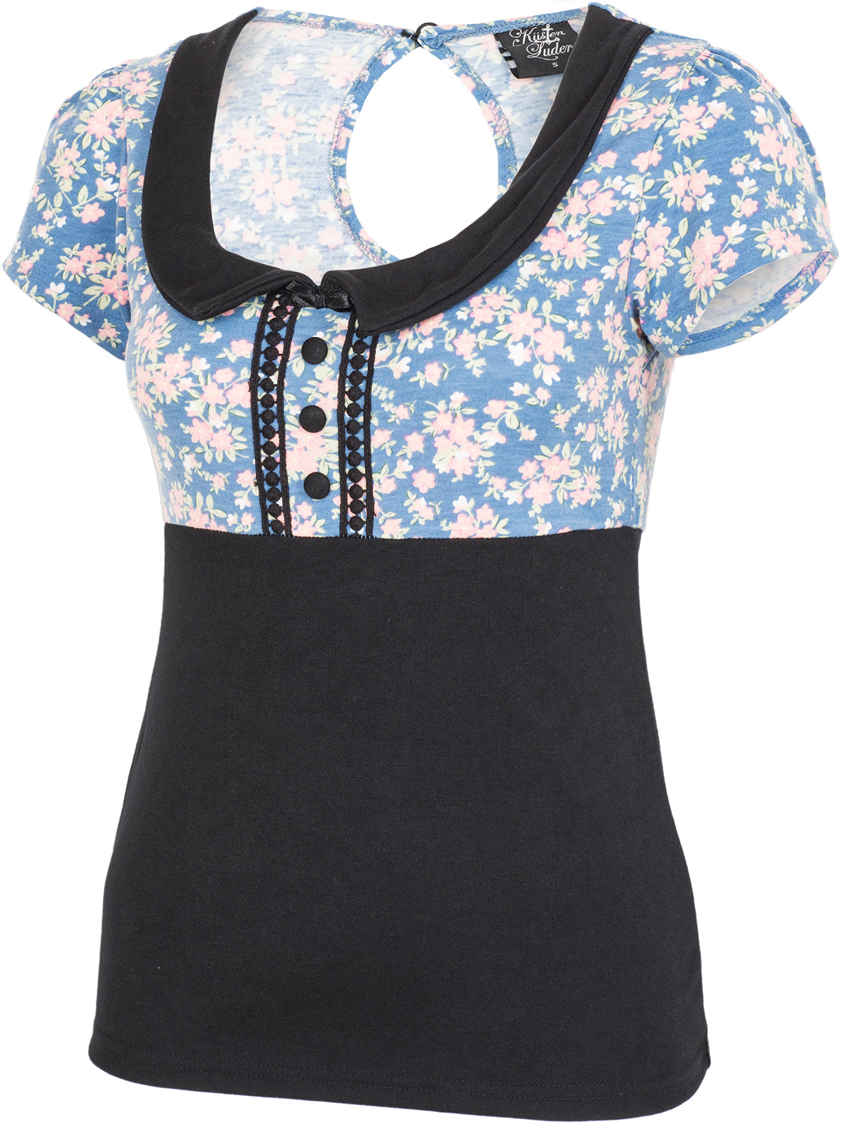 Kuestenluder_SINIJA_Vintage_Floral_Blumen_Kragen_Kurzarm_SHIRT_Himmelblau-3