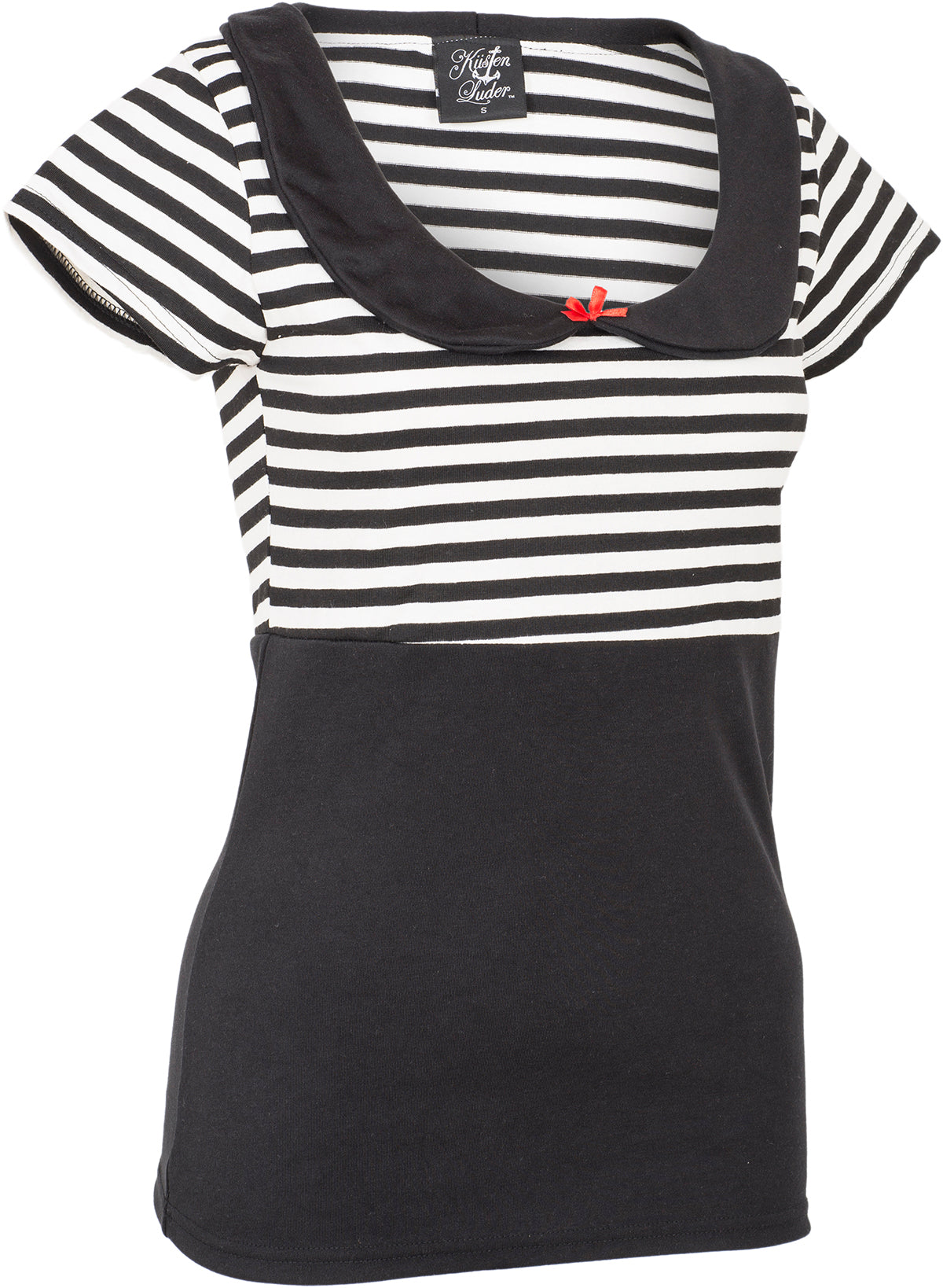 Kuestenluder_SKADINA_Vintage_STRIPED_Streifen_BUBIKRAGEN_Kurzarm_SHIRT-2