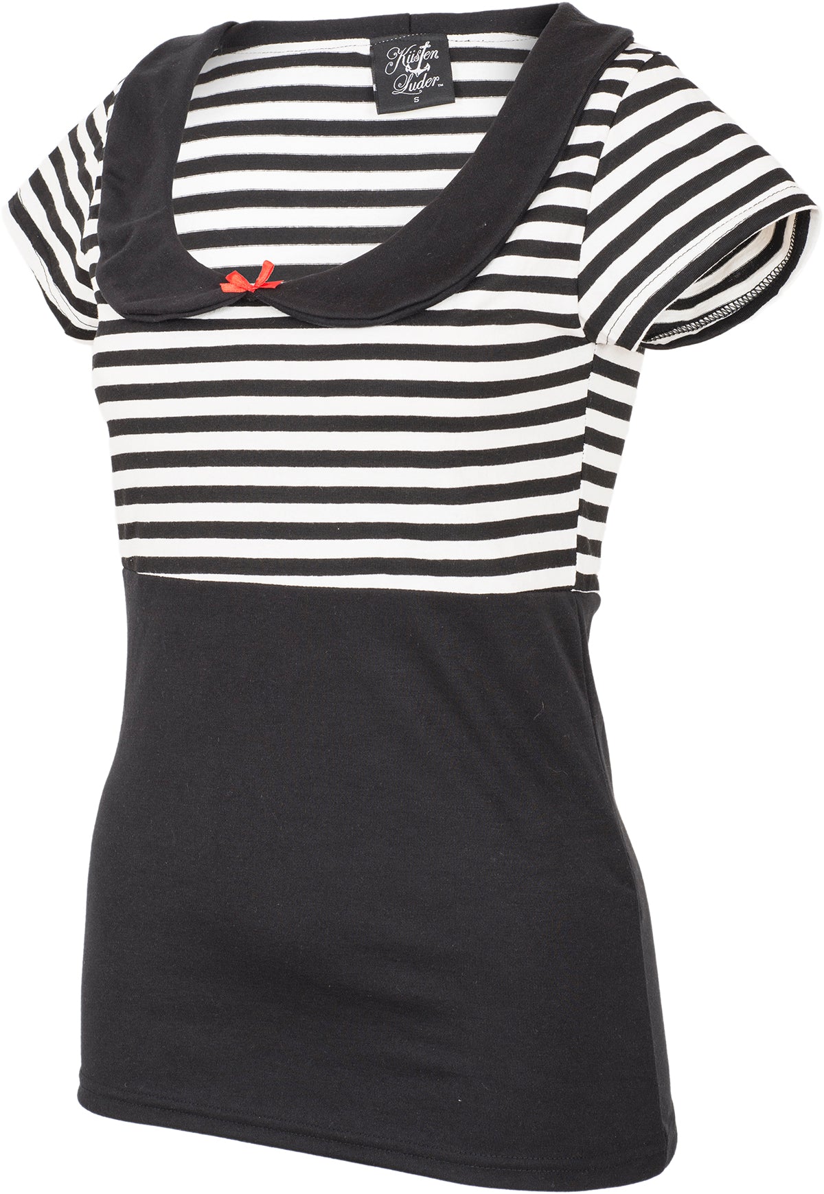 Kuestenluder_SKADINA_Vintage_STRIPED_Streifen_BUBIKRAGEN_Kurzarm_SHIRT-3