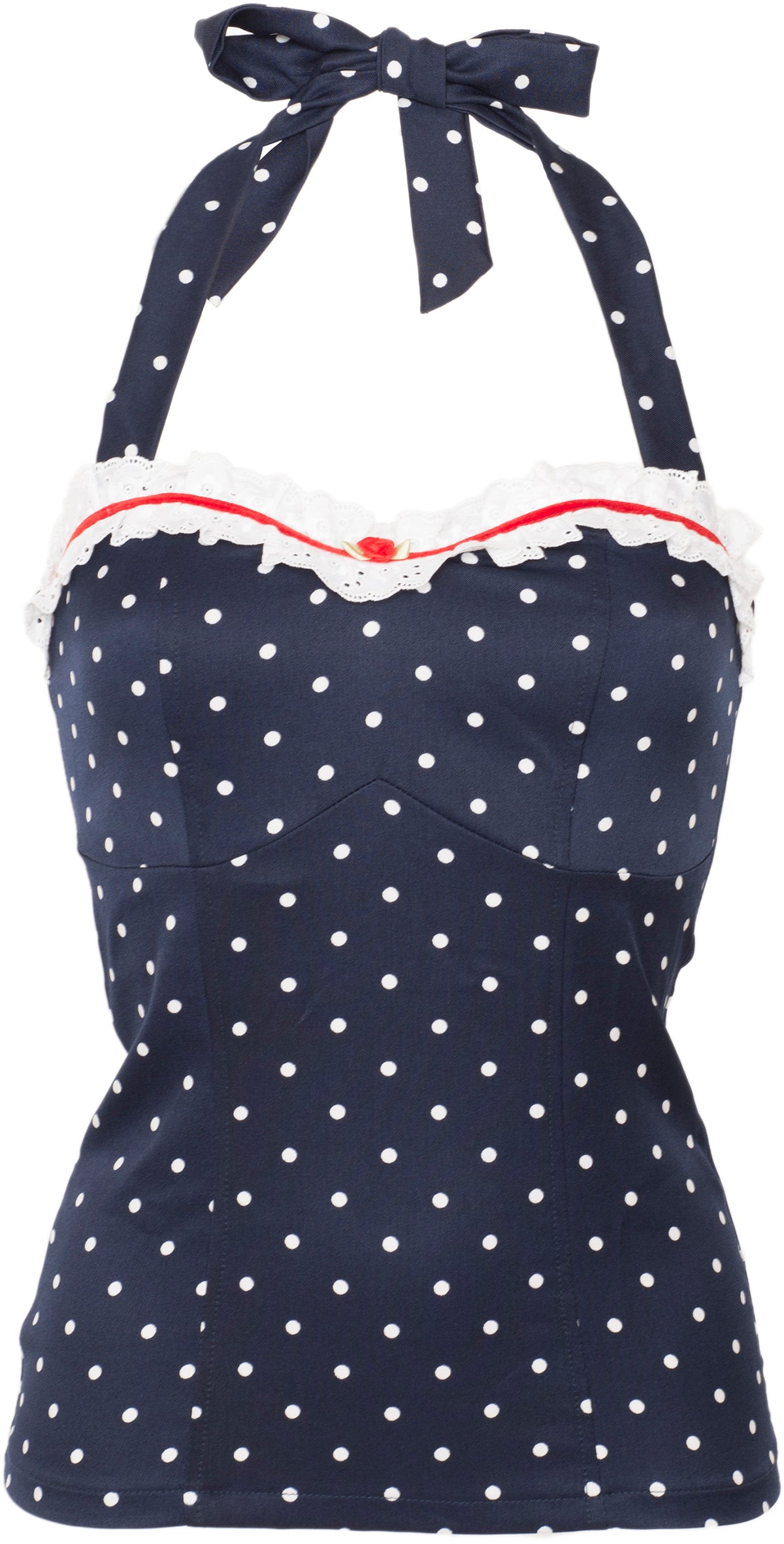 Kuestenluder_SMILLA_Vintage_POLKA_DOT_Punkte_Rose_Neckholder_TOP_Blau-1