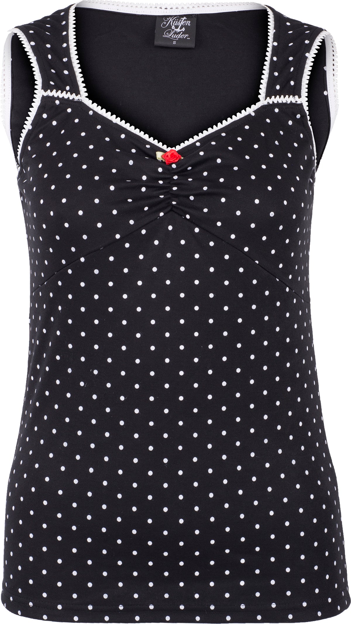 Kuestenluder_SOLEYA_Punkte_POLKA_DOT_Rose_TOP_Oberteil_Schwarz-Weiss-1