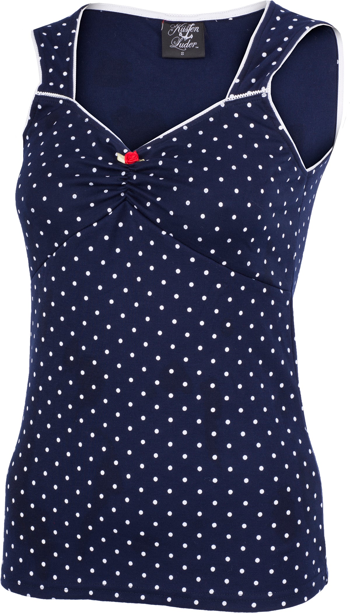 Kuestenluder_SOLEYA_Punkte_POLKA_DOT_Rose_TOP_Retro_Oberteil_Blau-Weiss-2