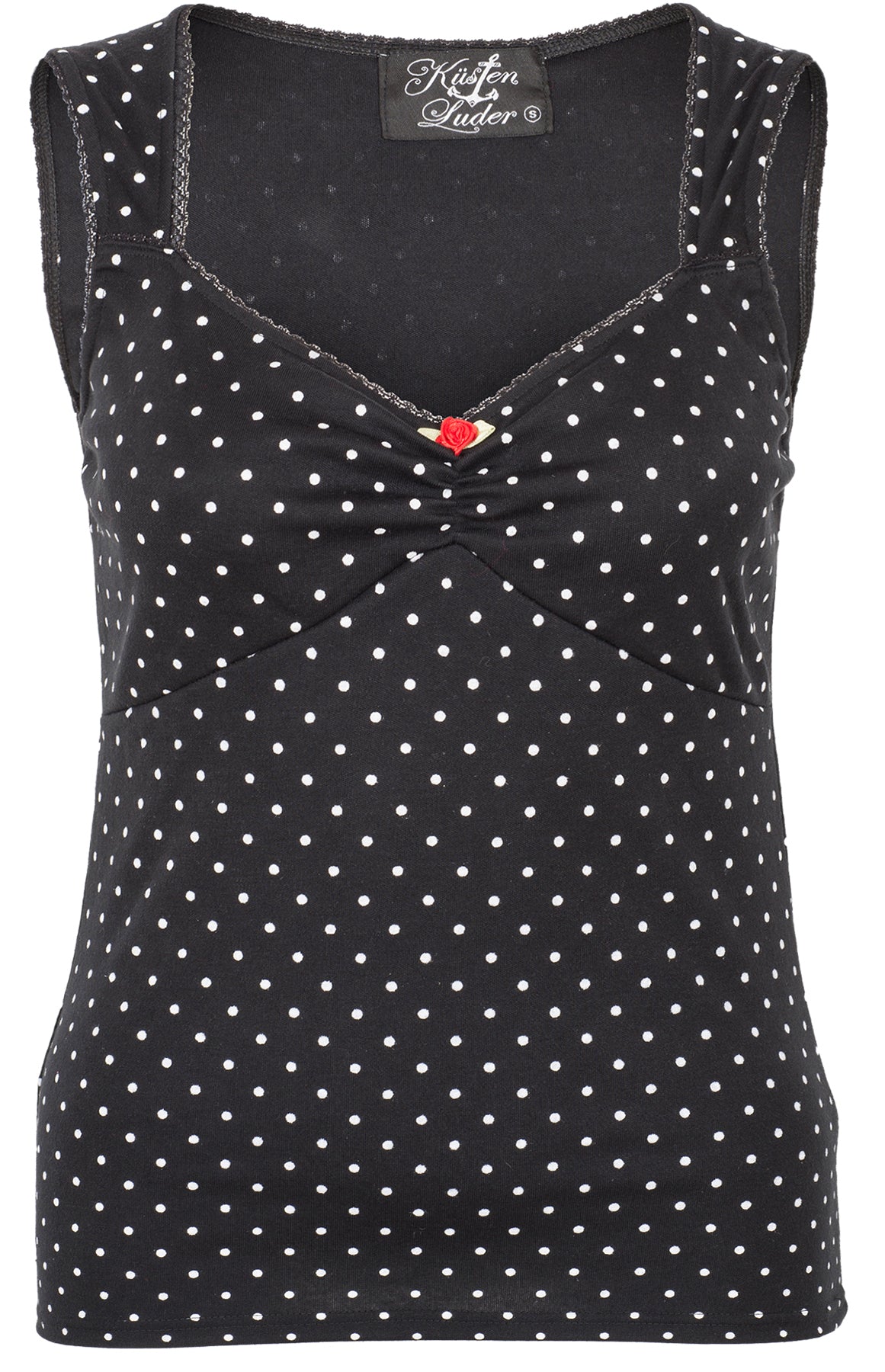 Kuestenluder_SOLEYA_Vintage_POLKA_DOT_Punkte_Rose_TOP_Retro_Oberteil_killer_kirscheAZbab9ALJDrHX