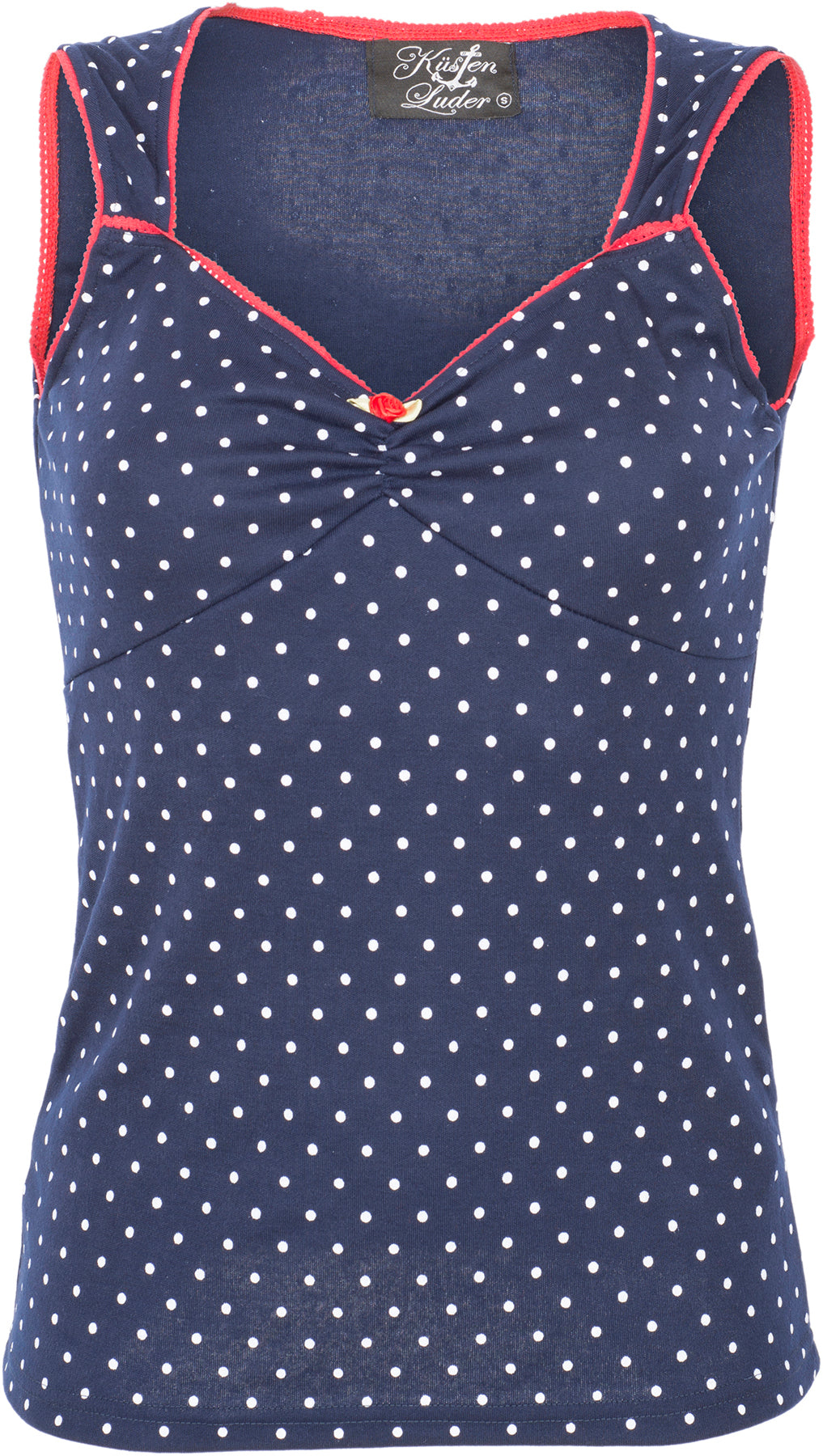 Kuestenluder_SOLEYA_Vintage_Punkte_POLKA_DOT_Rose_TOP_Retro_Oberteil_killer_kirsche