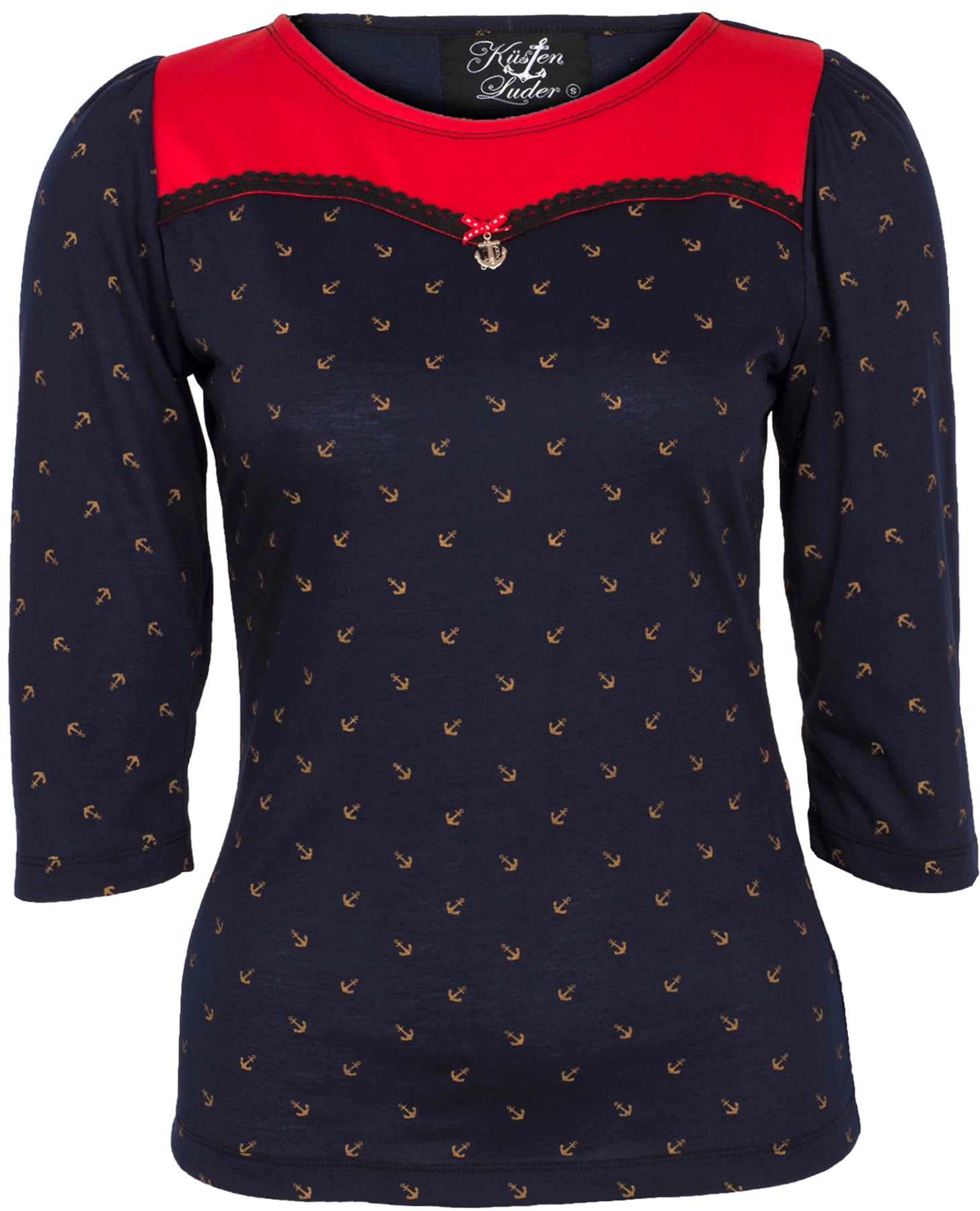 Kuestenluder_STINNA_Vintage_ANCHOR_Anker_Sailor_dreiviertel_Arm_SHIRT_Oberteil_killer_kirsche