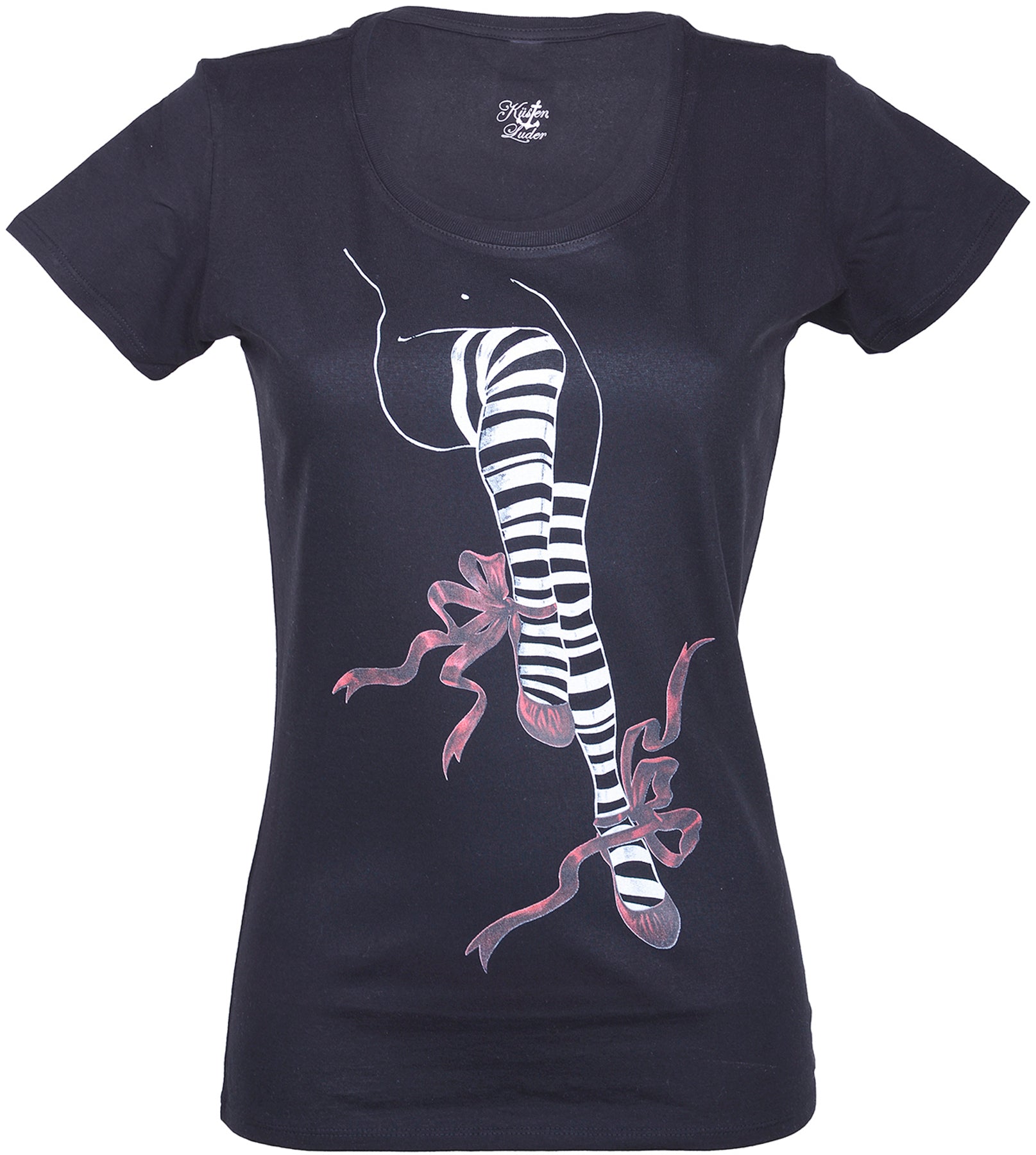 Kuestenluder_STRIPED_LEGS_Shirt_-_Schwarz_killer_kirscheNsNtTdWQHrlWj