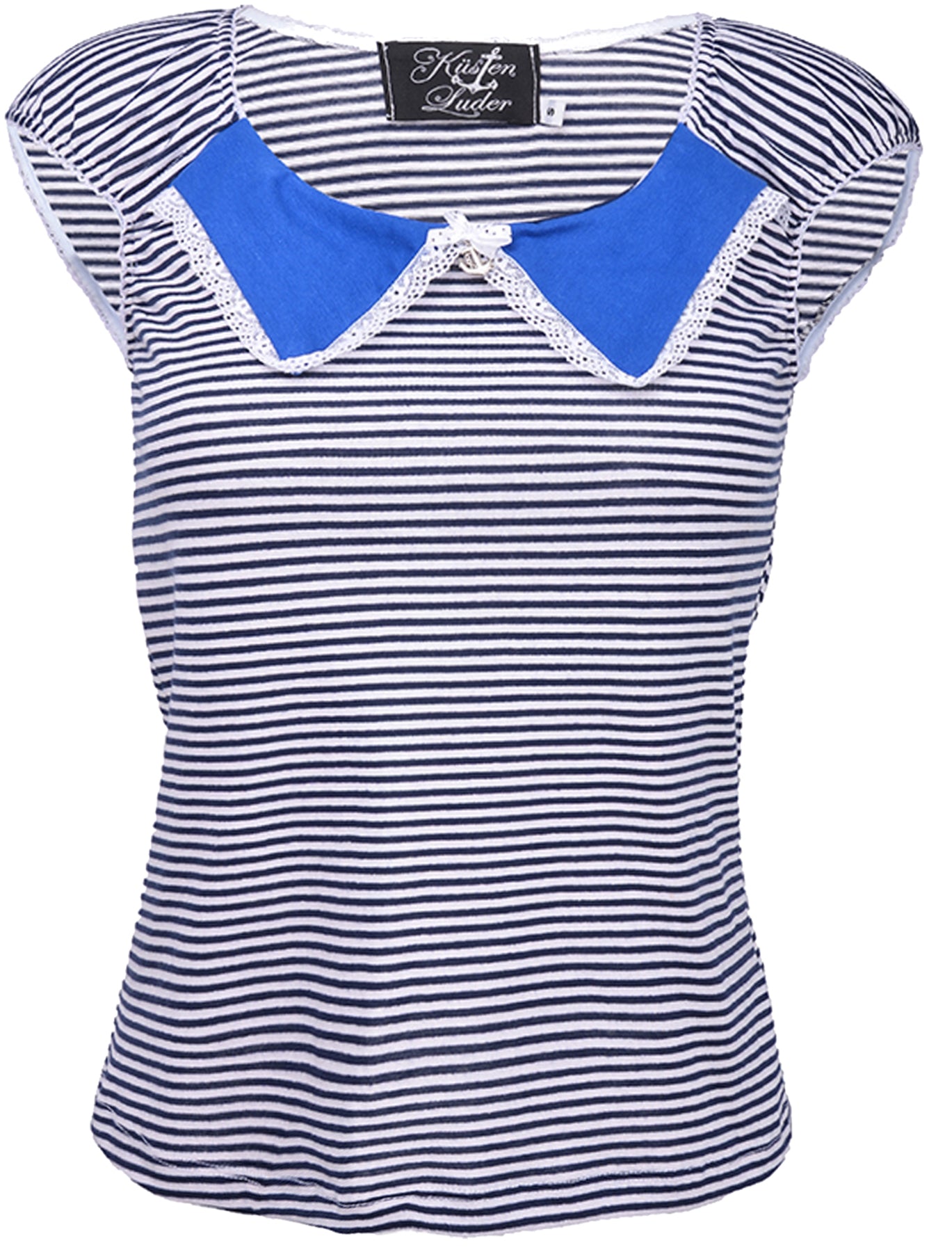 Kuestenluder_TAMMIE_Sailor_COLLAR_Retro_50s_Streifen_TOP_-_Blau_killer_kirsche