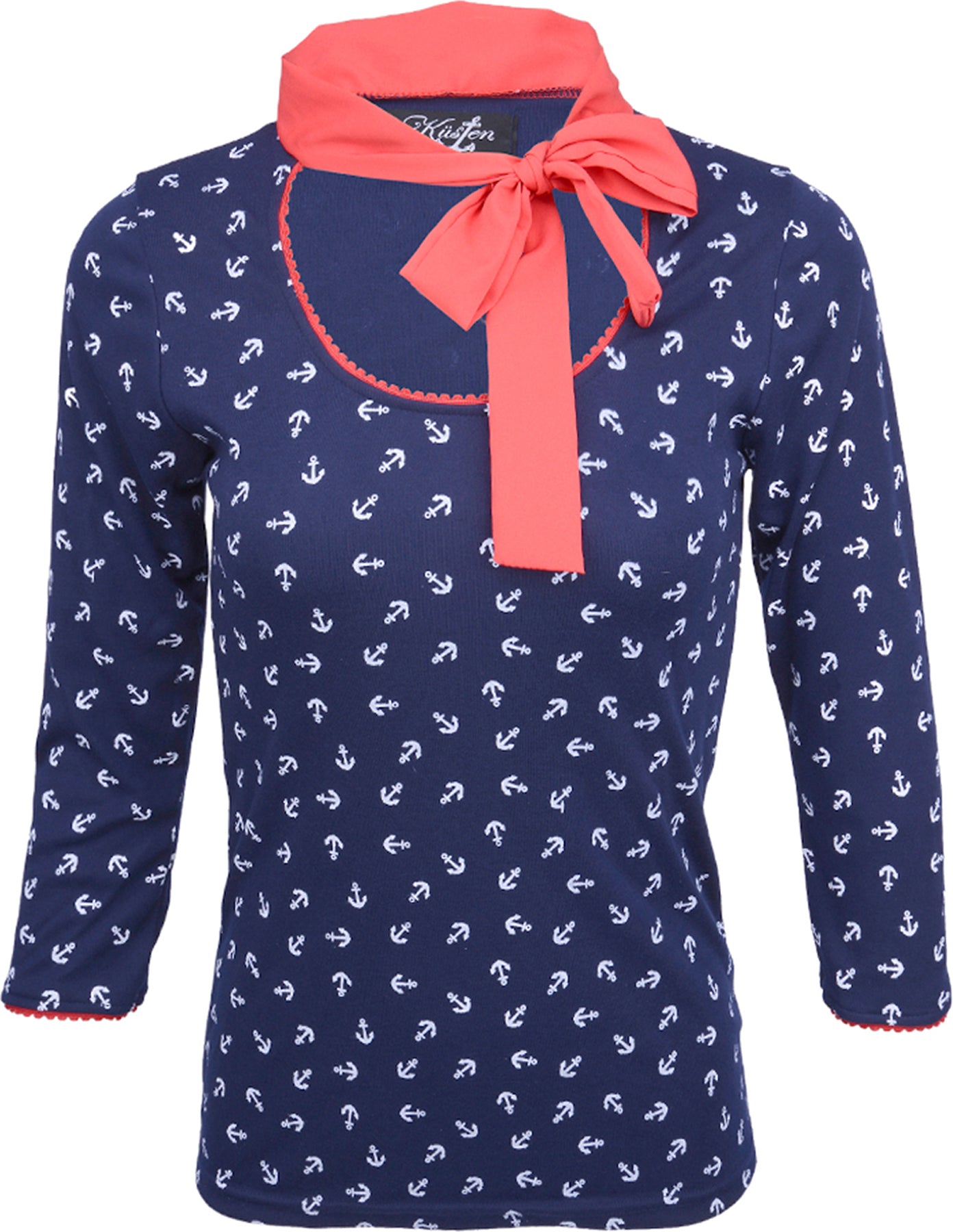 Kuestenluder_TEISHA_Sailor_Anchor_ANKER_Red_Bow_3_4_Arm_SHIRT_-_Blau_killer_kirsche3AXrRa740m3SK