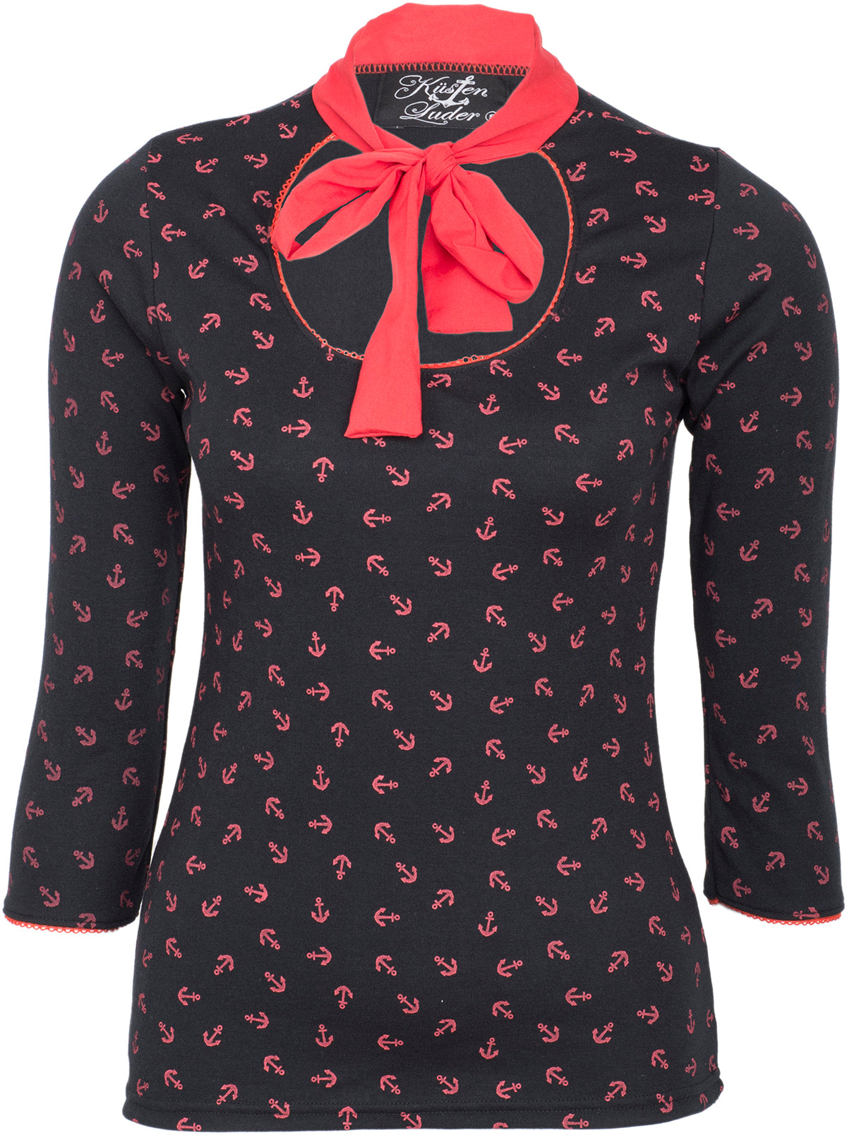 Kuestenluder_TEISHA_Sailor_Anchor_ANKER_Red_Bow_3_4_Arm_SHIRT_-_SchwarzBJIEk953kTkms