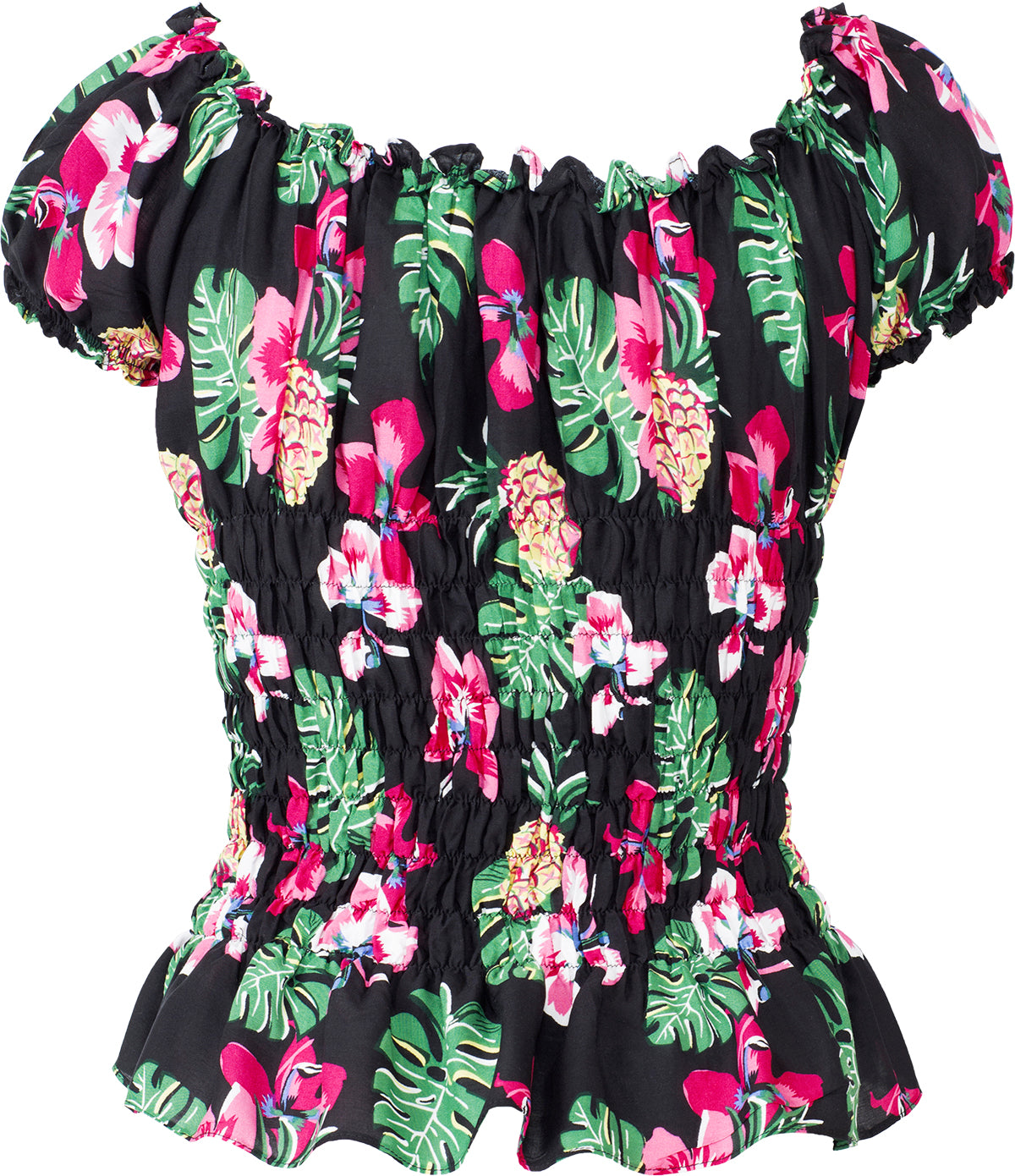 Kuestenluder_THAO_Ananas_HIBISKUS_Palm_Leaf_RUFFLE_Bluse_Schwarz-4JsTrNWOmeyFLQ