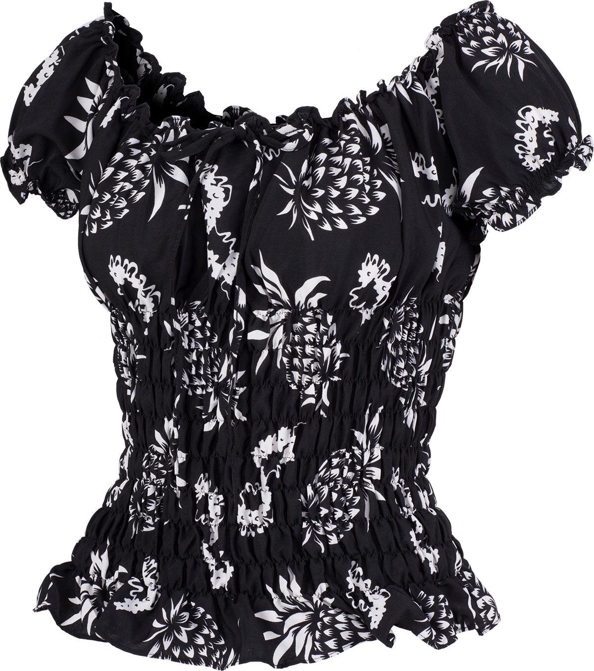 Kuestenluder_THAO_Pineapple_ANANAS_Vintage_RUFFLE_Bluse_Oberteil_Schwarz-2