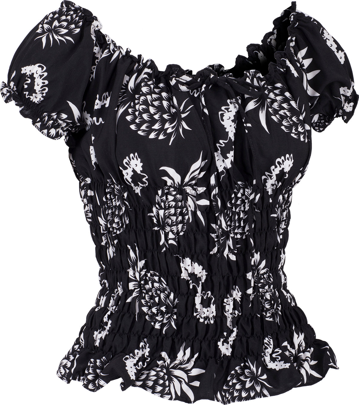 Kuestenluder_THAO_Pineapple_ANANAS_Vintage_RUFFLE_Bluse_Oberteil_Schwarz-3