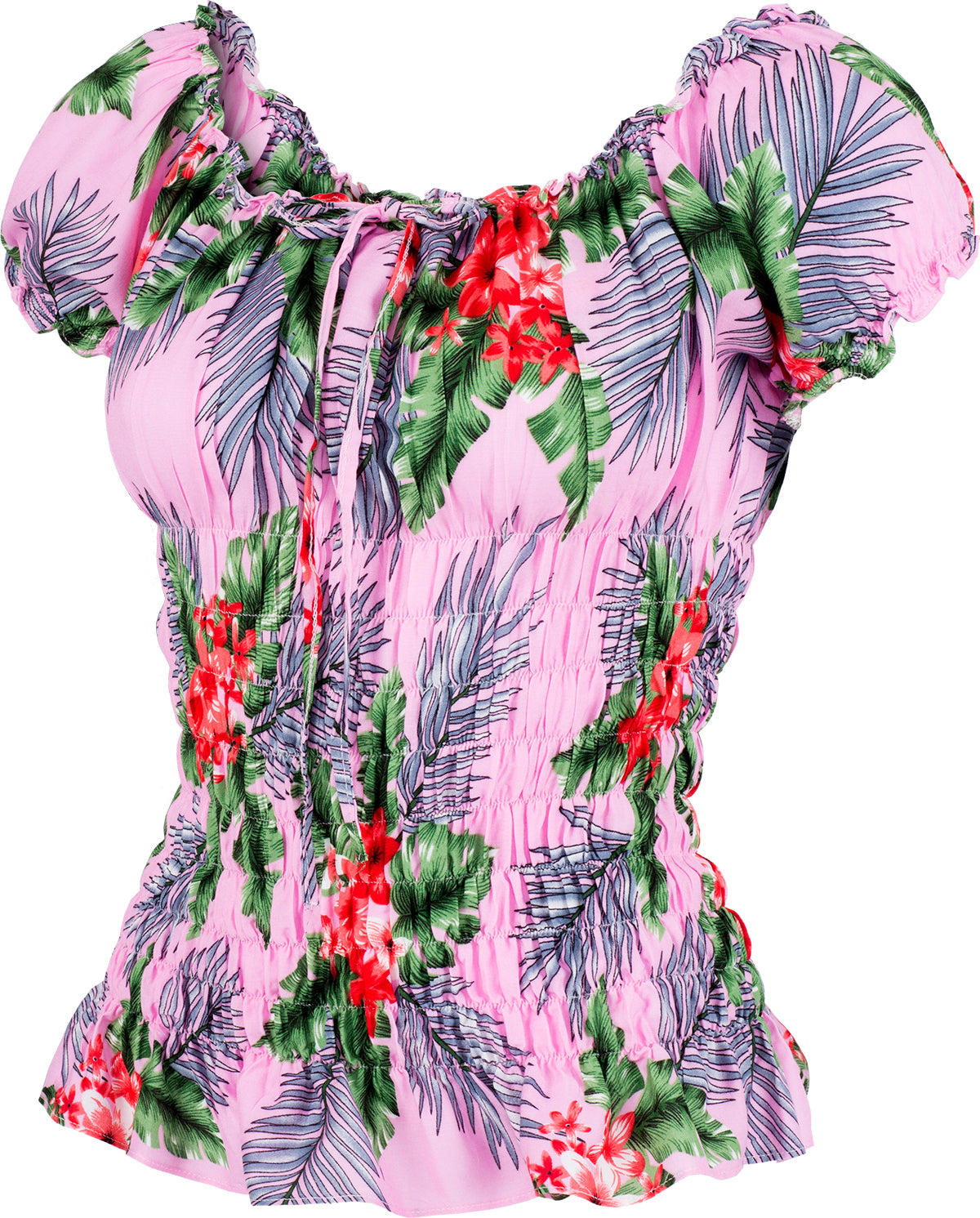 Kuestenluder_THAO_Tropical_FRANGIPANI_Palm_Leaf_RUFFLE_Bluse_Rosa-2