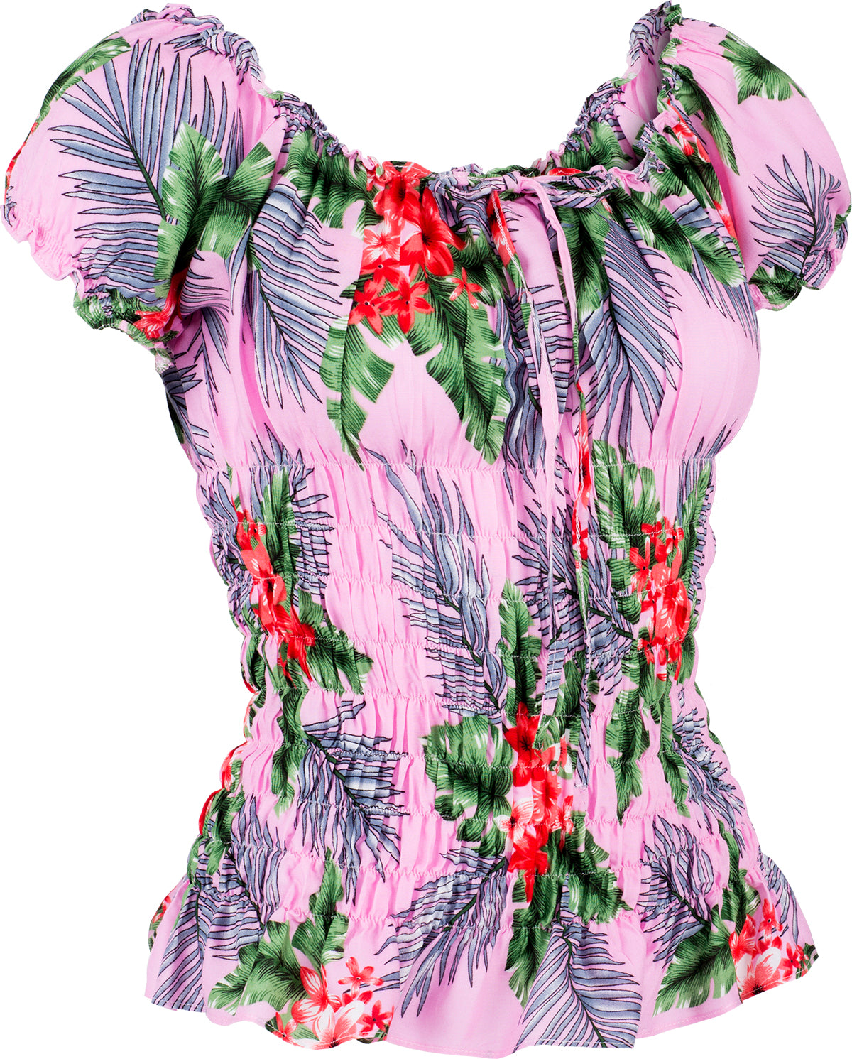 Kuestenluder_THAO_Tropical_FRANGIPANI_Palm_Leaf_RUFFLE_Bluse_Rosa-3