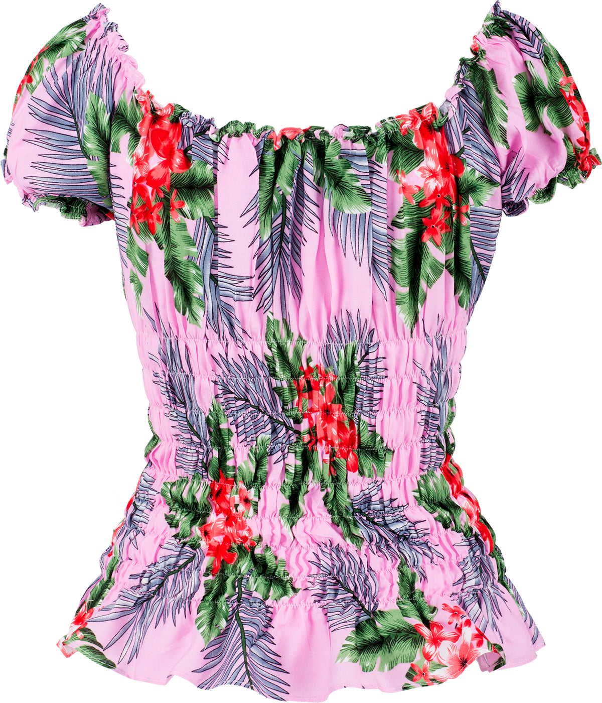 Kuestenluder_THAO_Tropical_FRANGIPANI_Palm_Leaf_RUFFLE_Bluse_Rosa-4